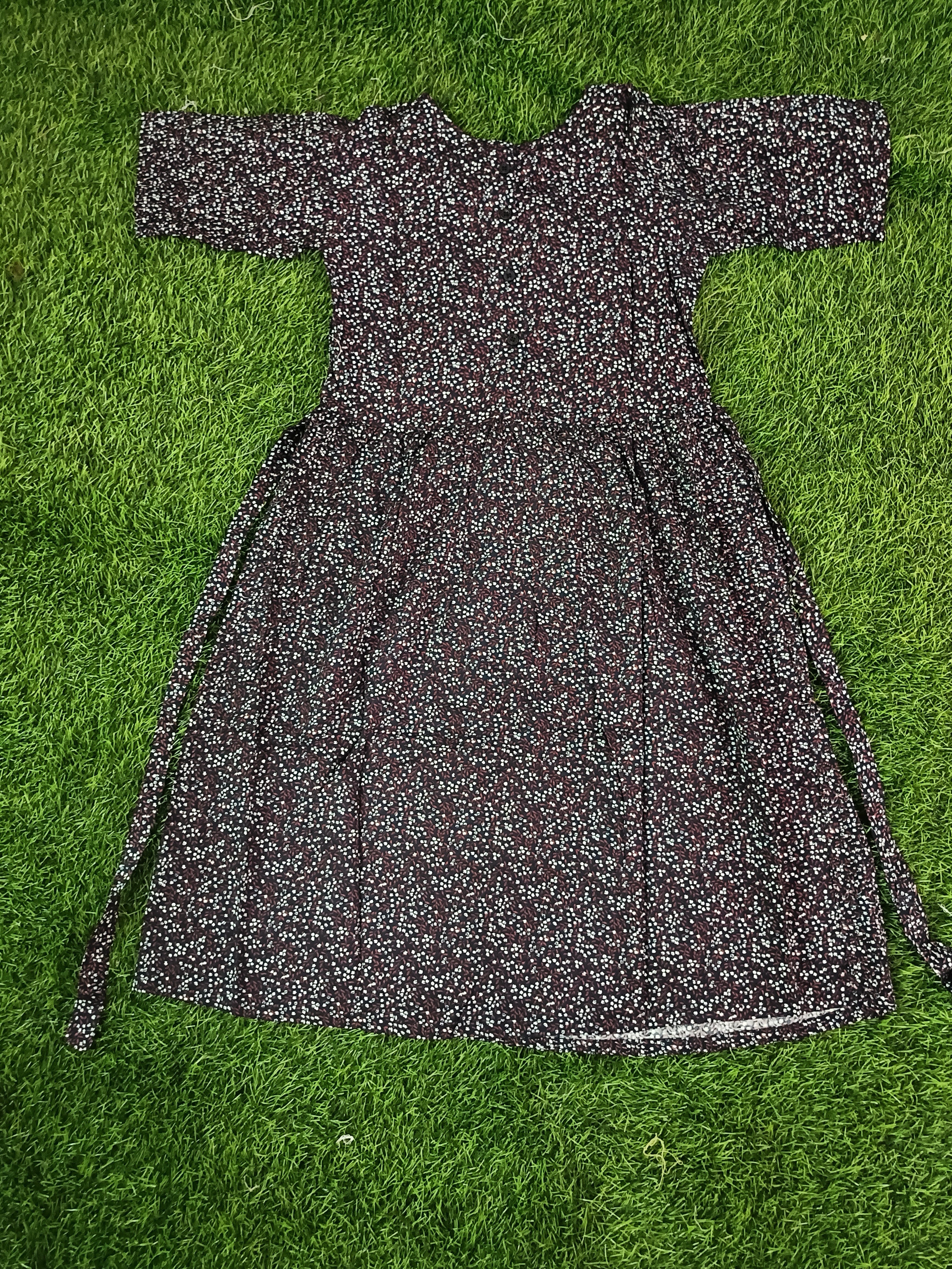 Teen Colours Brown Ditsy Floral Premium Quality ReyonDress for Girls