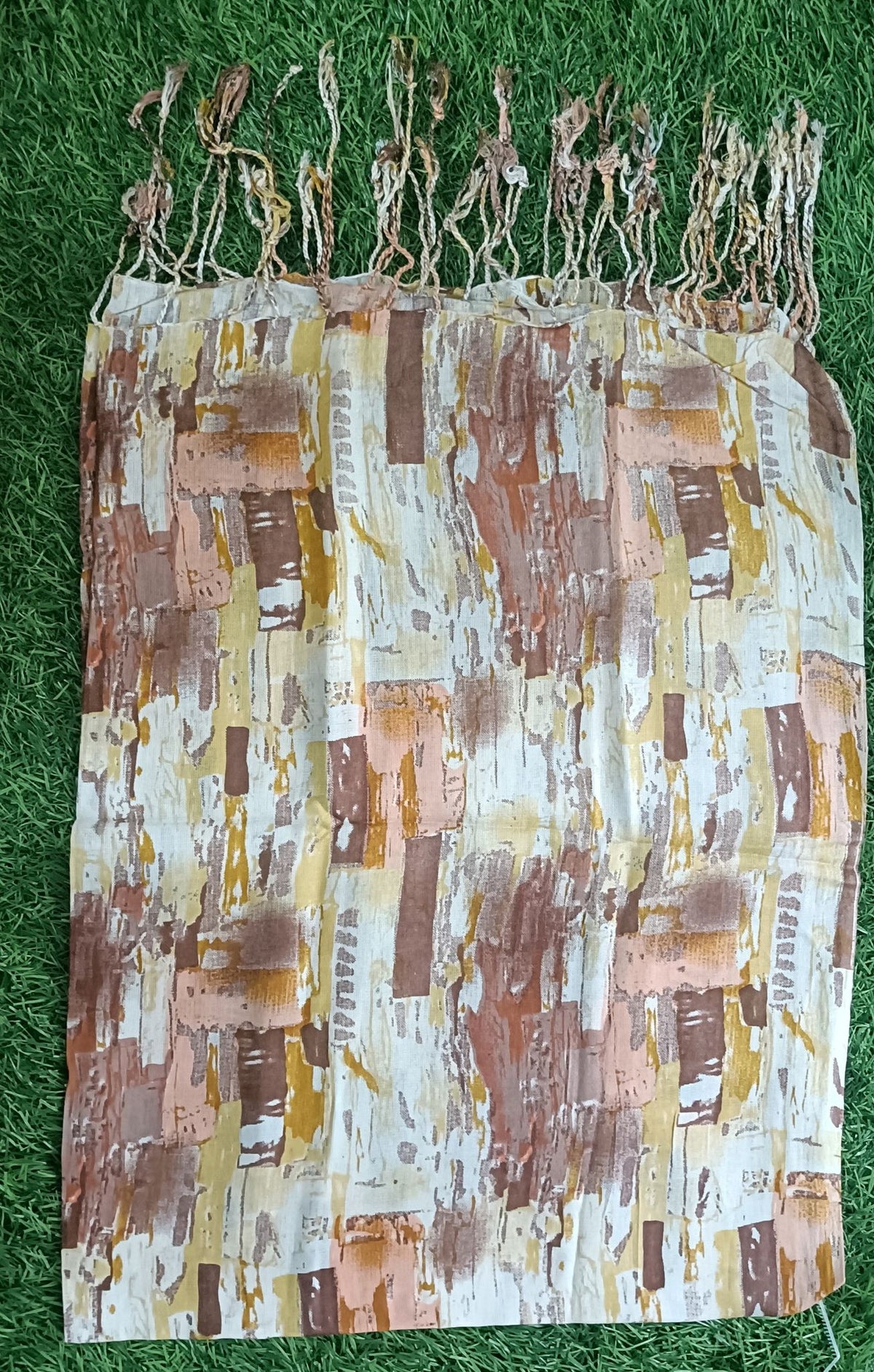 Classic Peach Floral Printed Stole with Fringe Accents