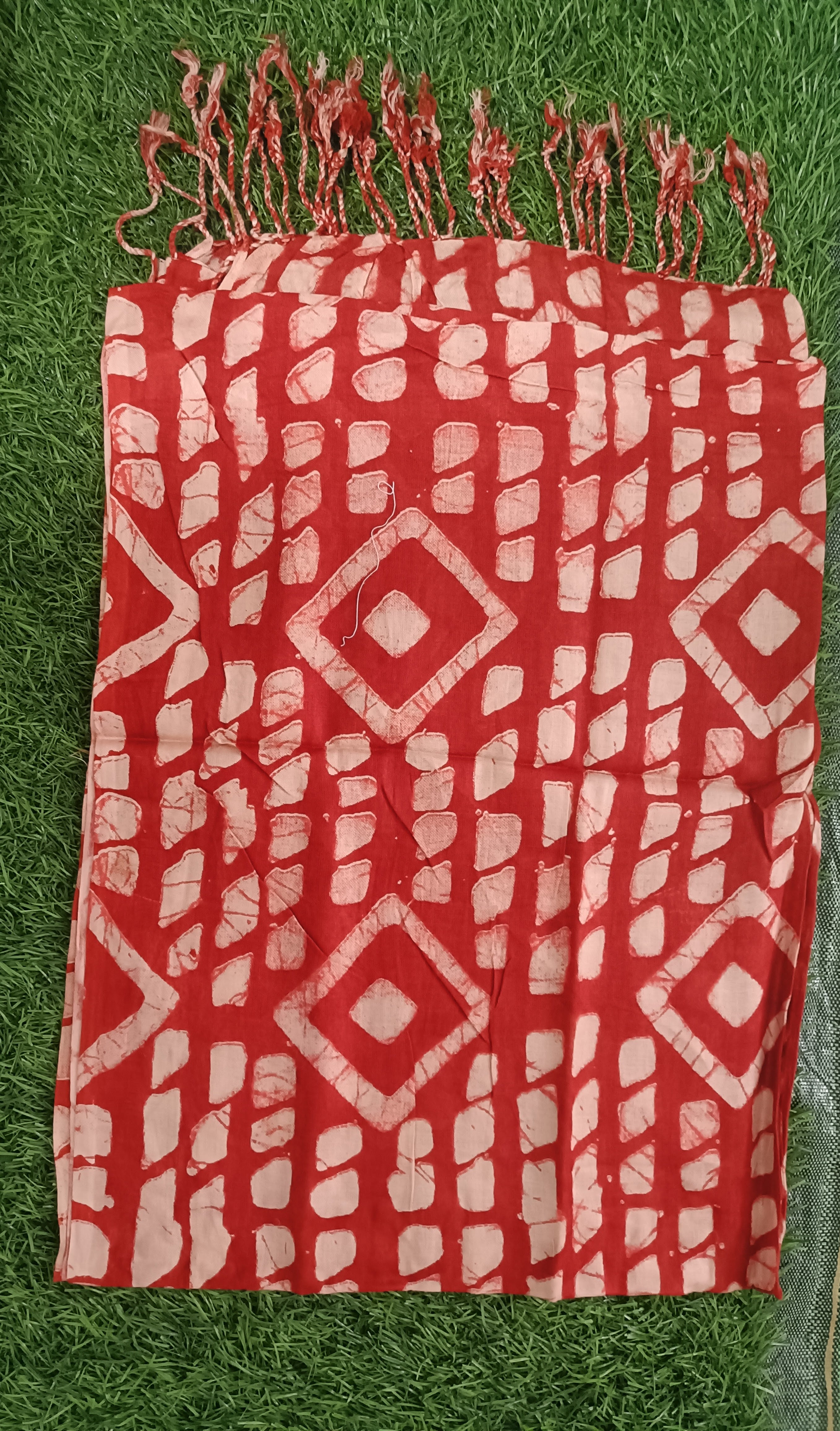 Classic Maroon and Cream Floral Printed Stole with Fringe Accents