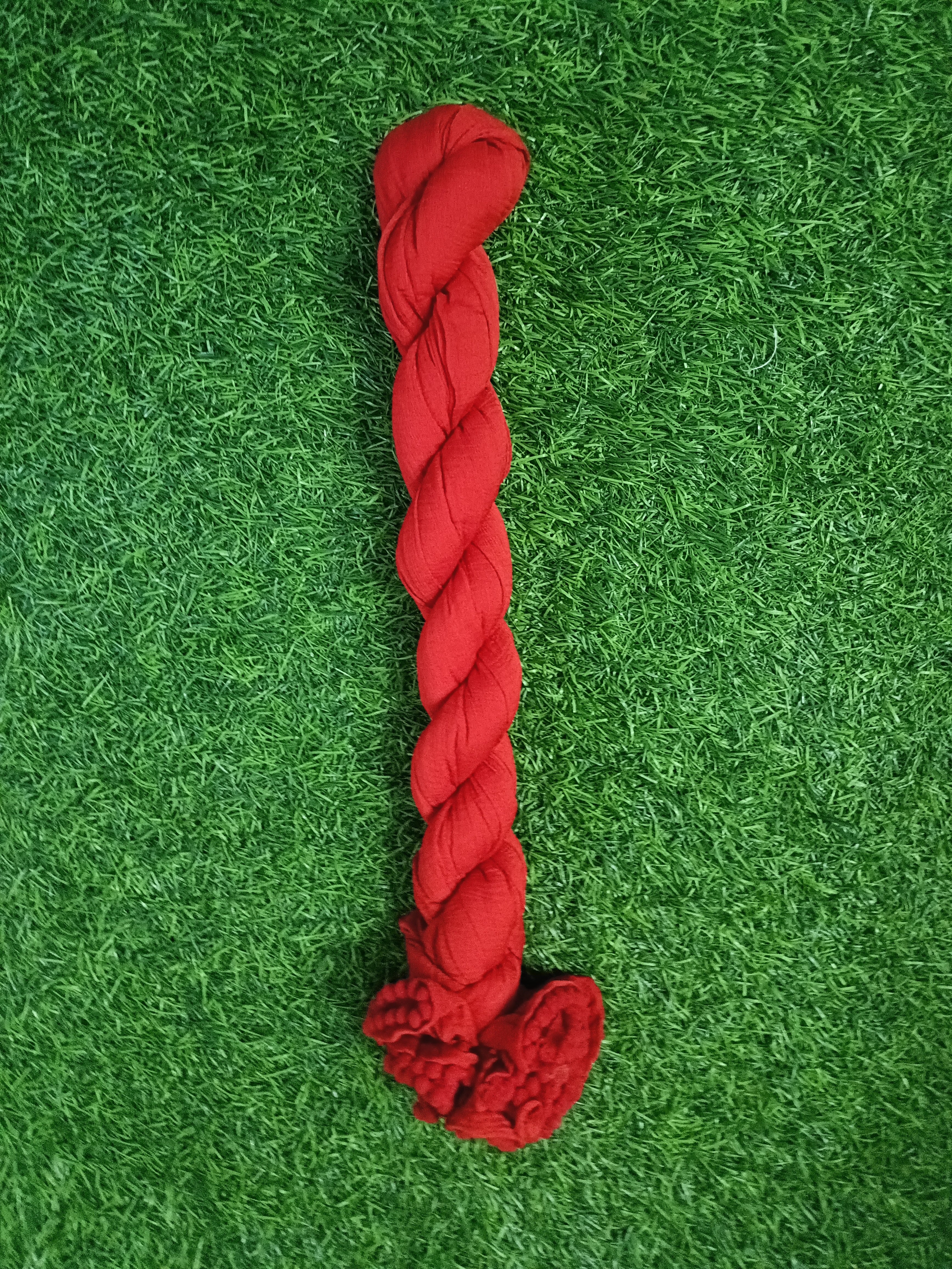 Classic Solid Red Chiffon Chunni with Border Design