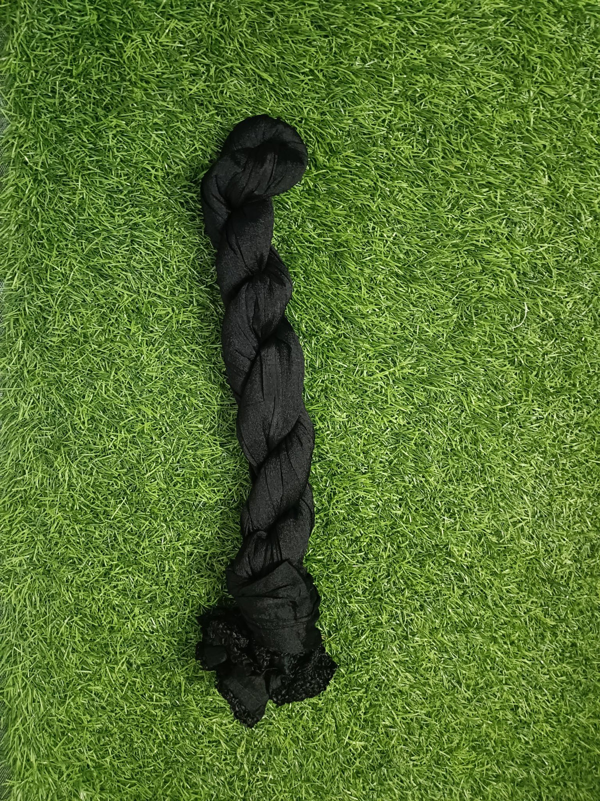 Elegant Black Silk Chunni with Border Accents