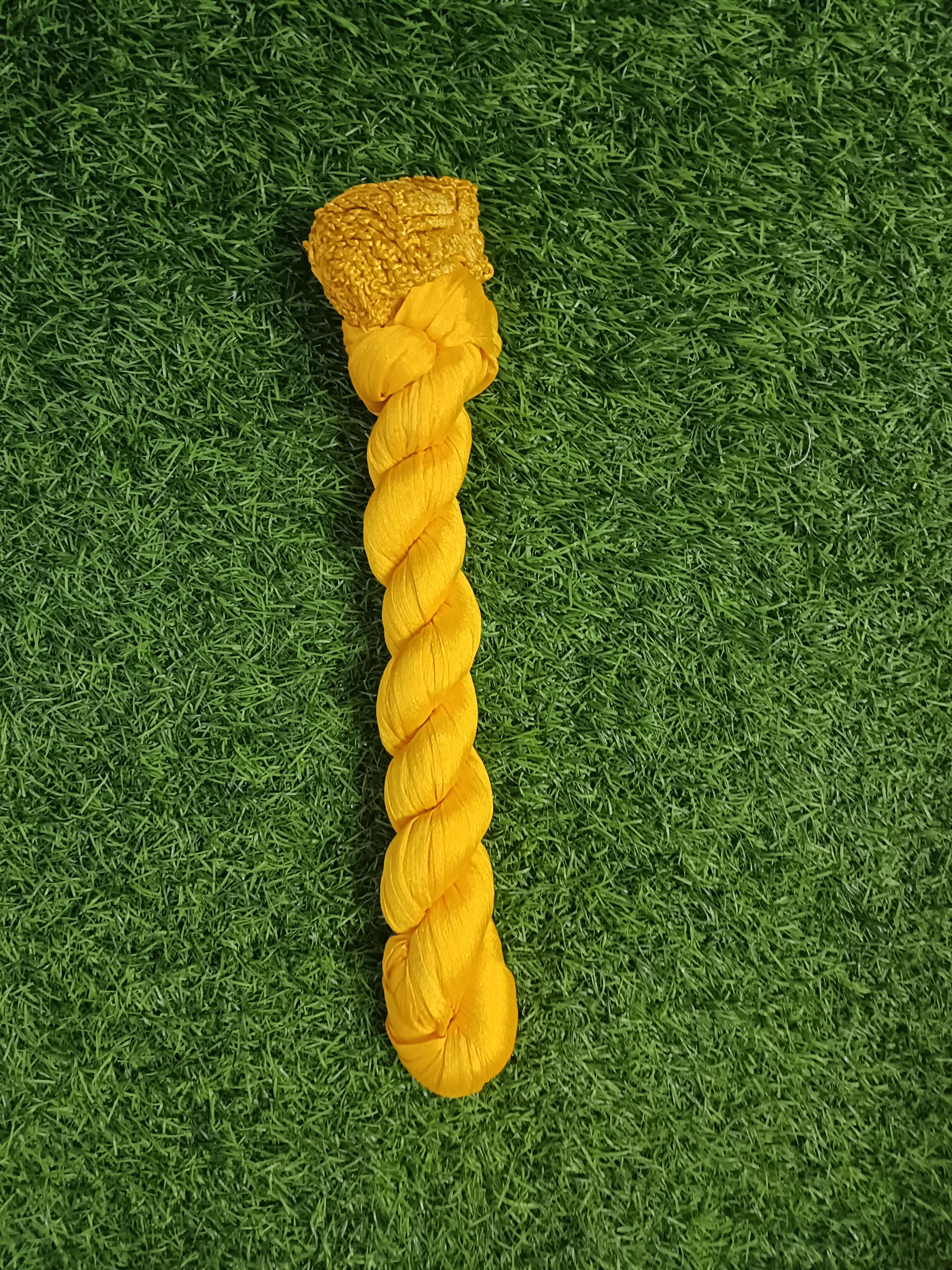 Vibrant Yellow Crushed Cotton Chunni with Pom-Pom Accents