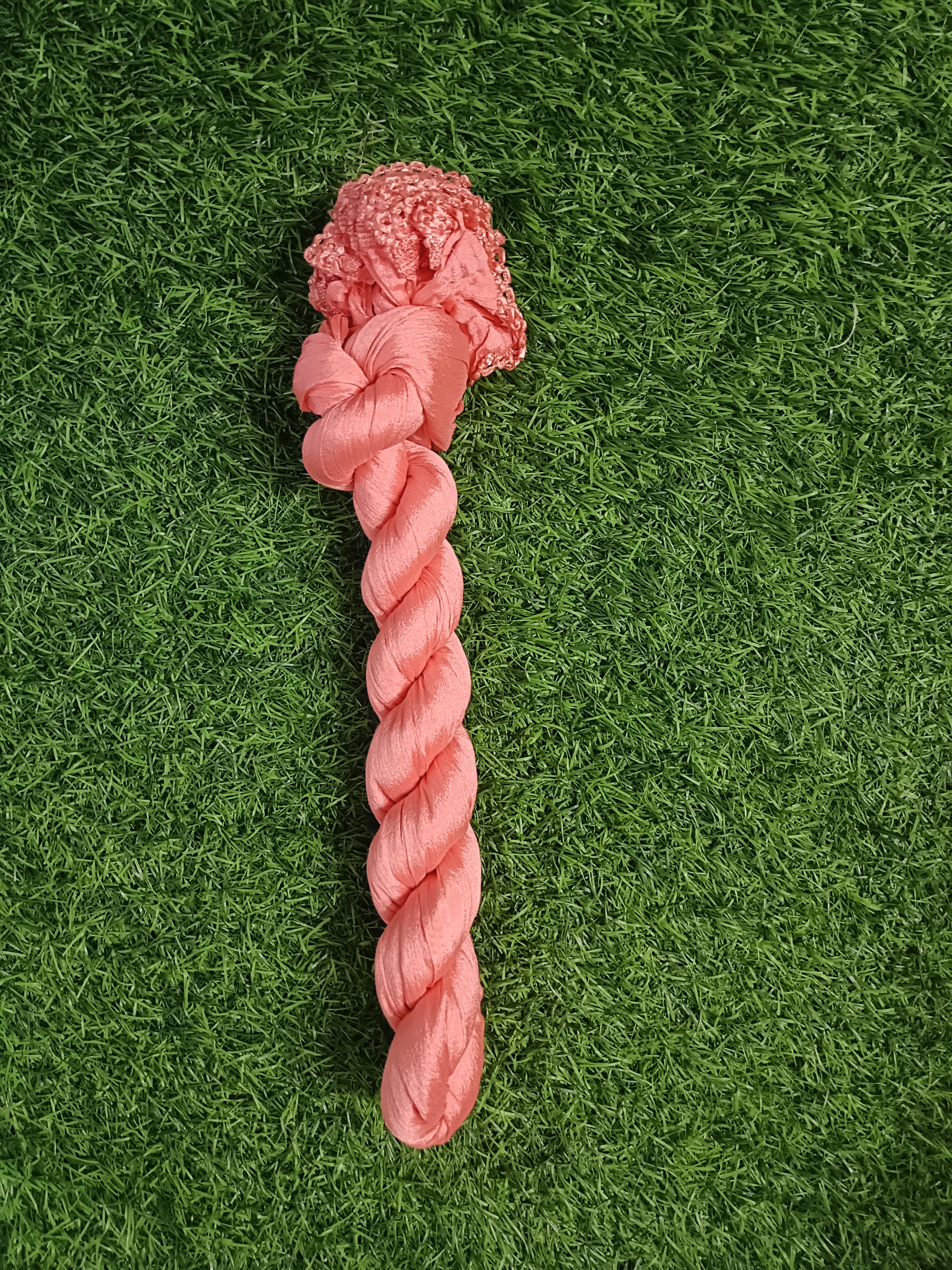 Elegant Peach Silk Chunni with Border Accents