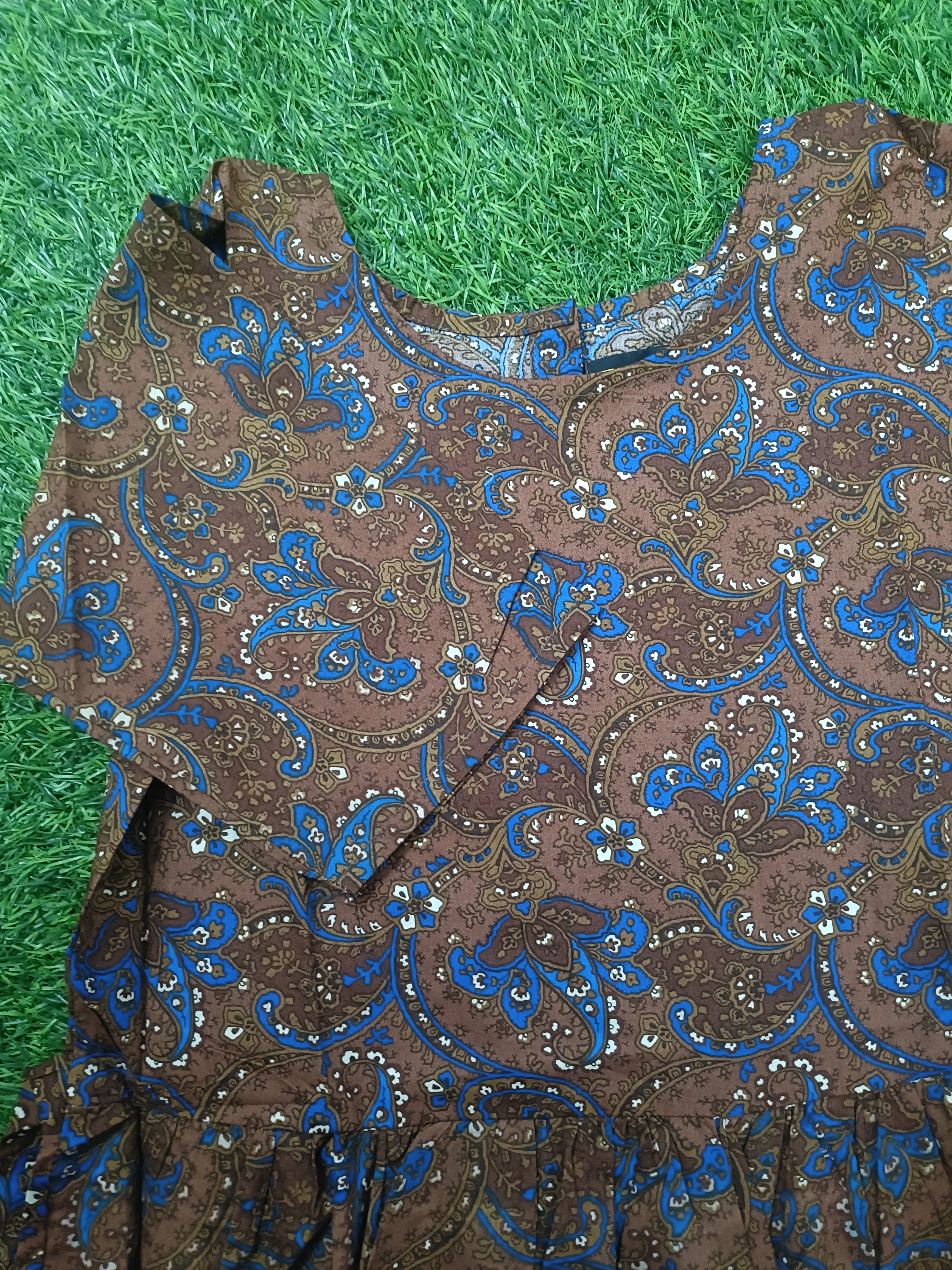 Teen Colours Brown Paisley Print Dress for Girls | Casual Kids Wear