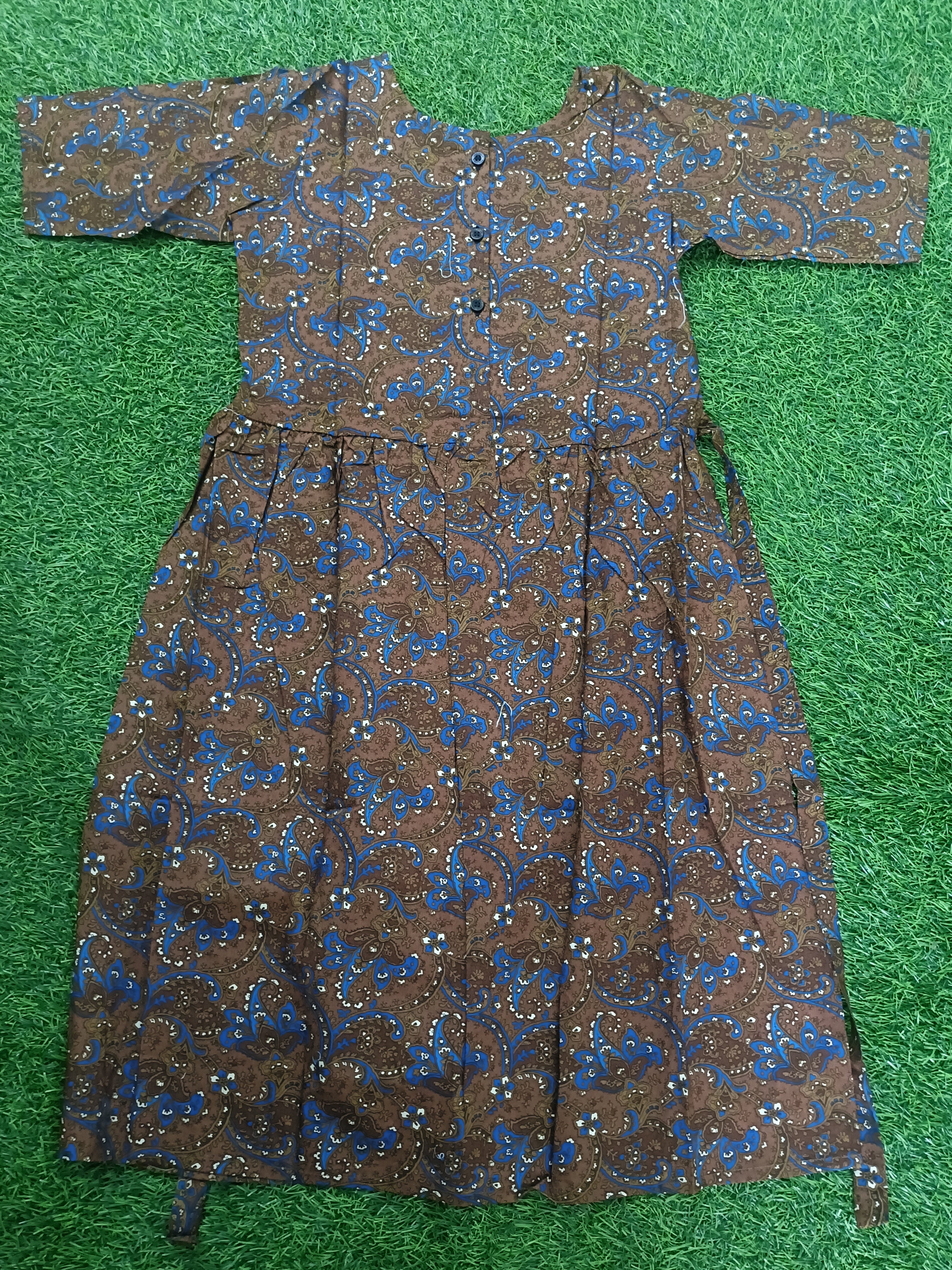 Teen Colours Brown Paisley Print Dress for Girls | Casual Kids Wear