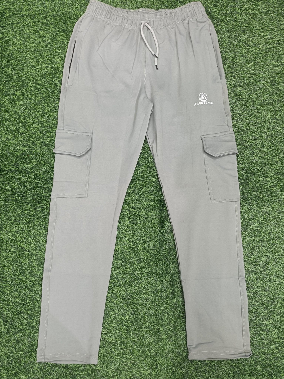 Aerotrack Men's Grey Cargo Track Pants with Zipper Pockets