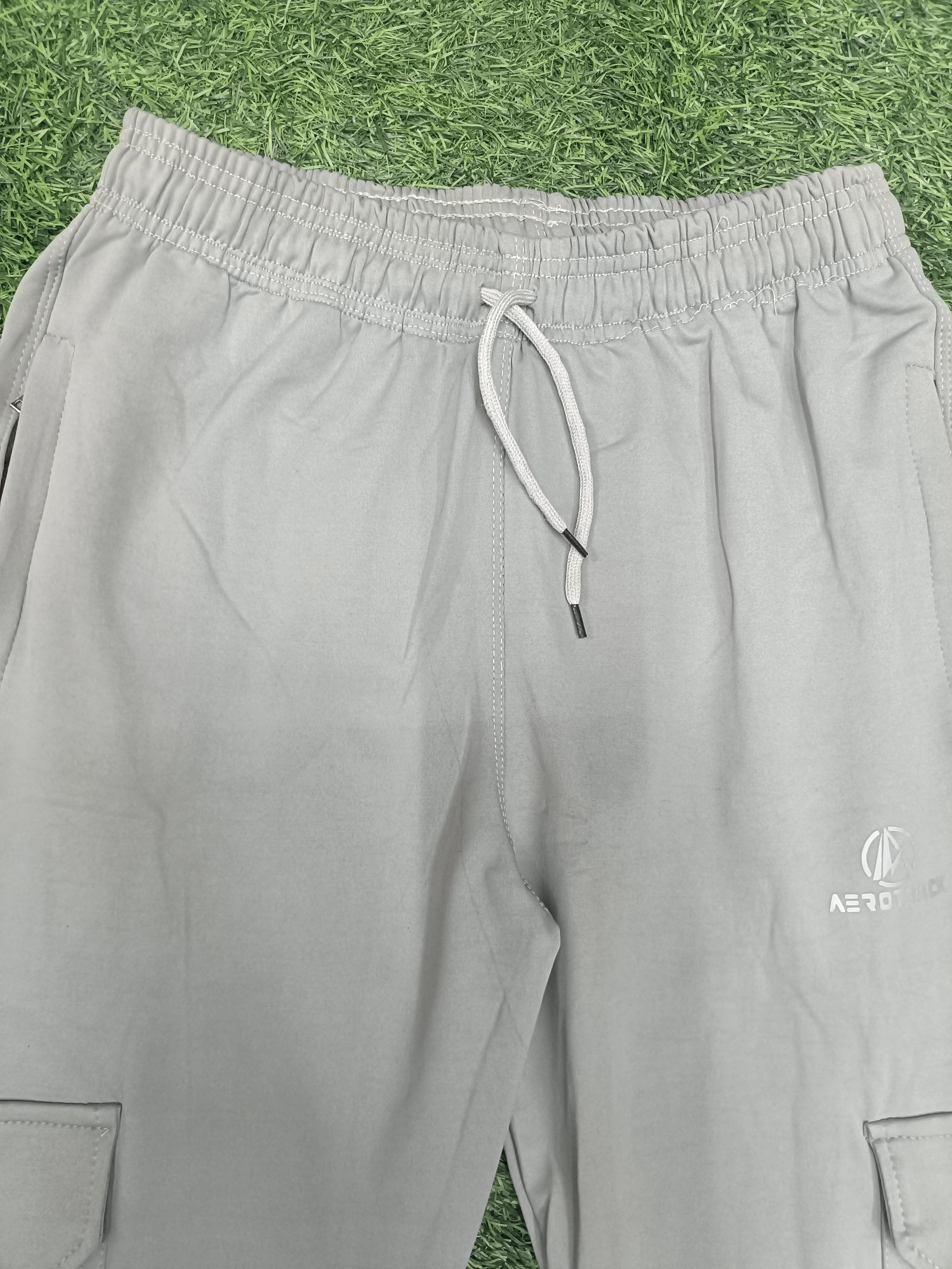 Aerotrack Men's Grey Cargo Track Pants with Zipper Pockets