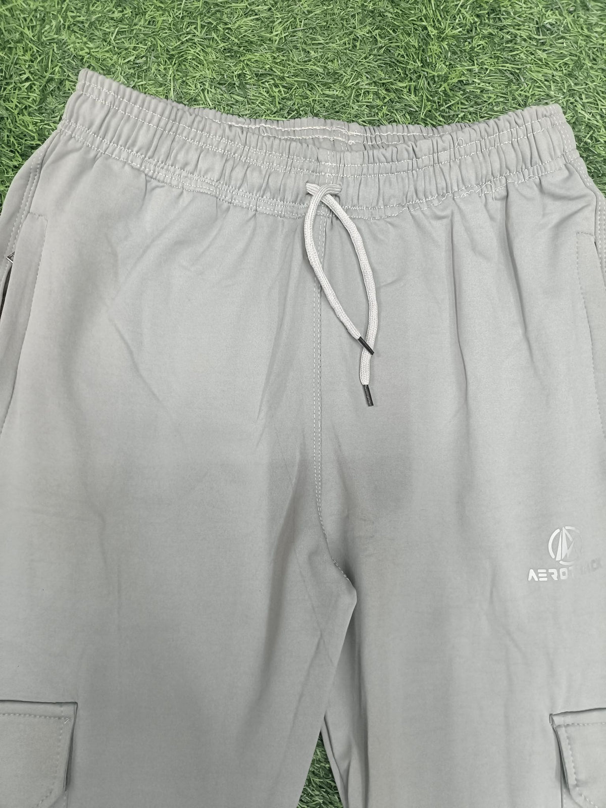 Aerotrack Men's Grey Cargo Track Pants with Zipper Pockets