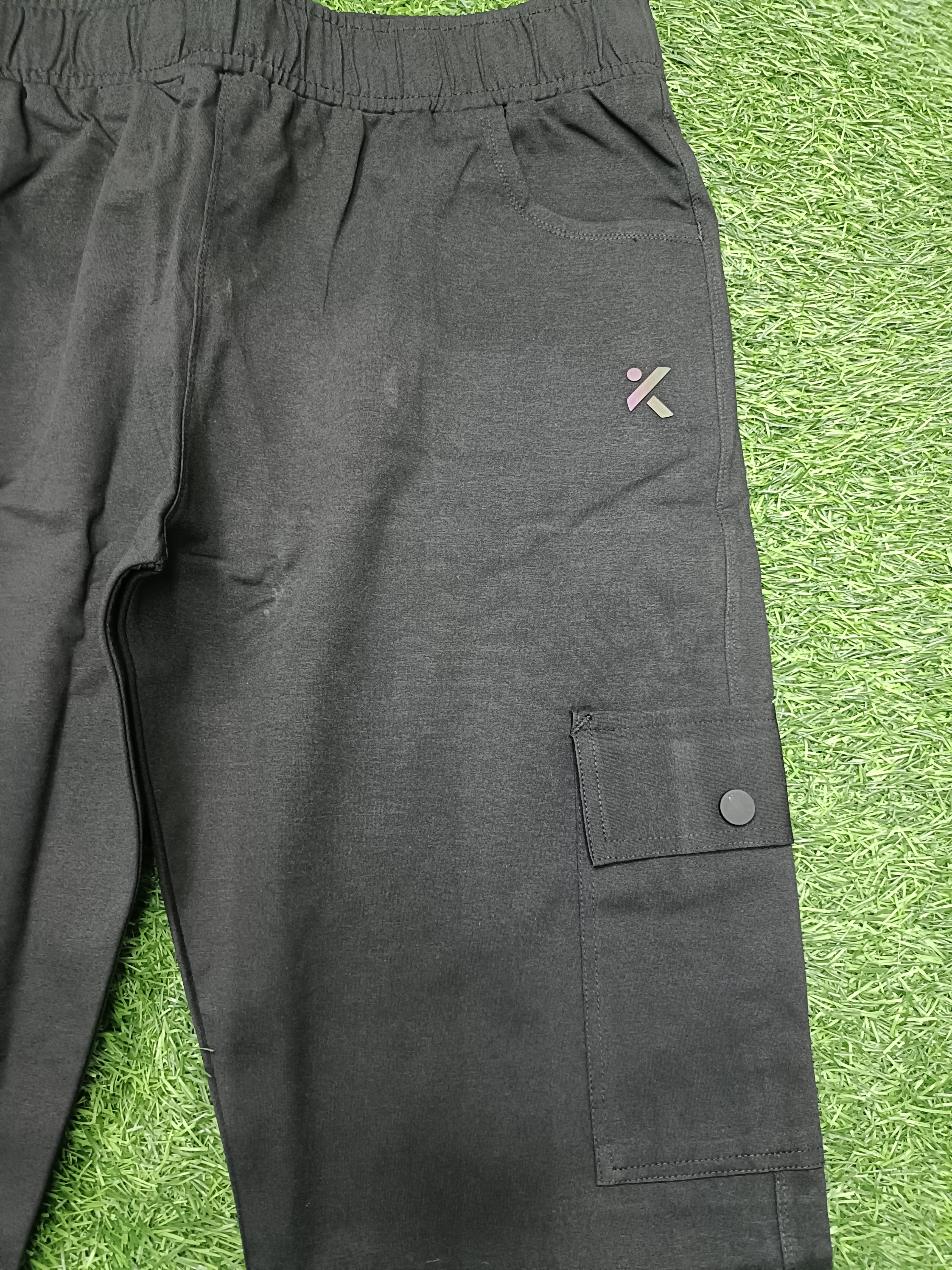 Men's Black Cargo Track Pant - 4 Pocket  - Loose Fit - Daily Wear & Gym