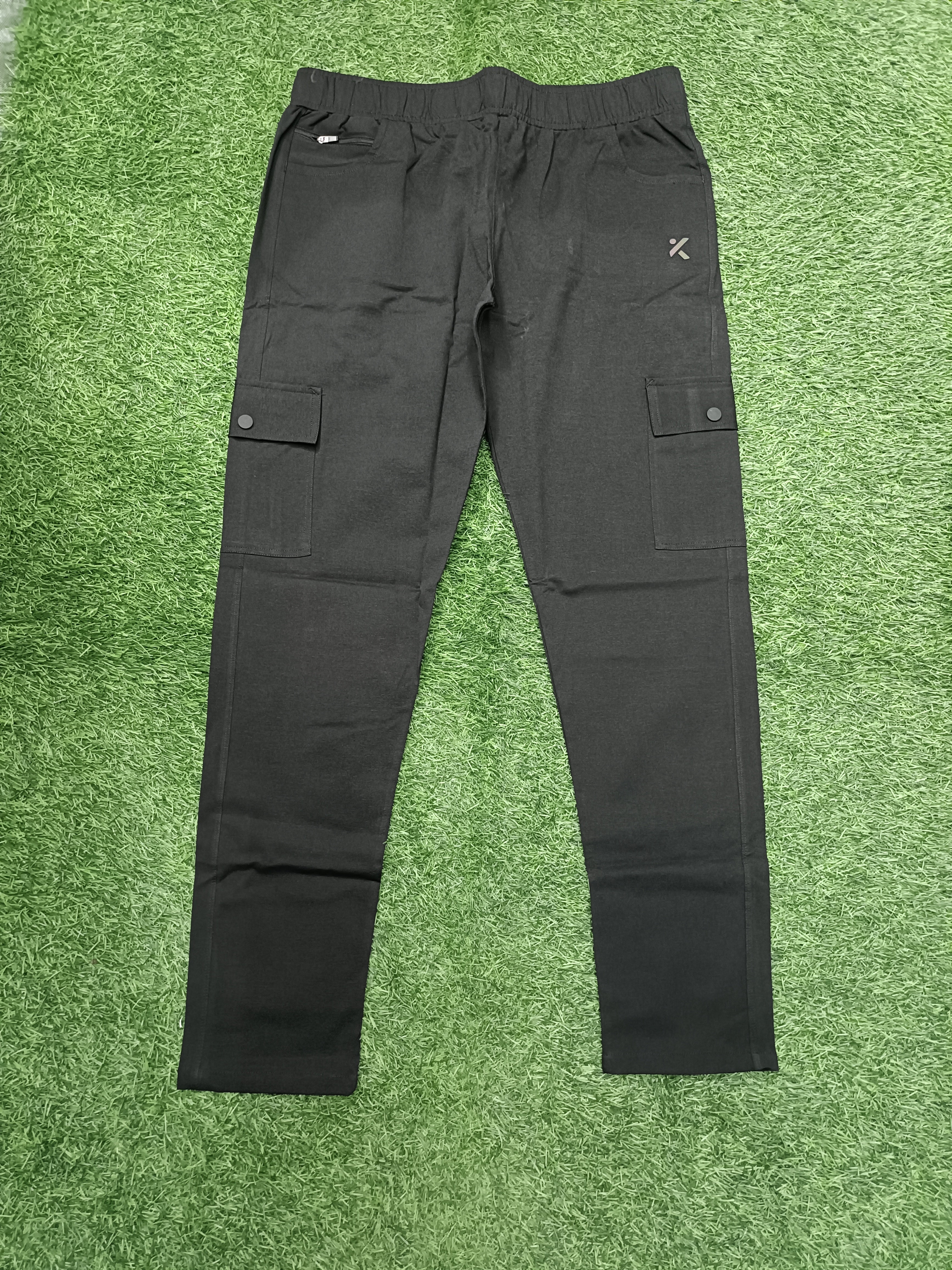 Men's Black Cargo Track Pant - 4 Pocket  - Loose Fit - Daily Wear & Gym