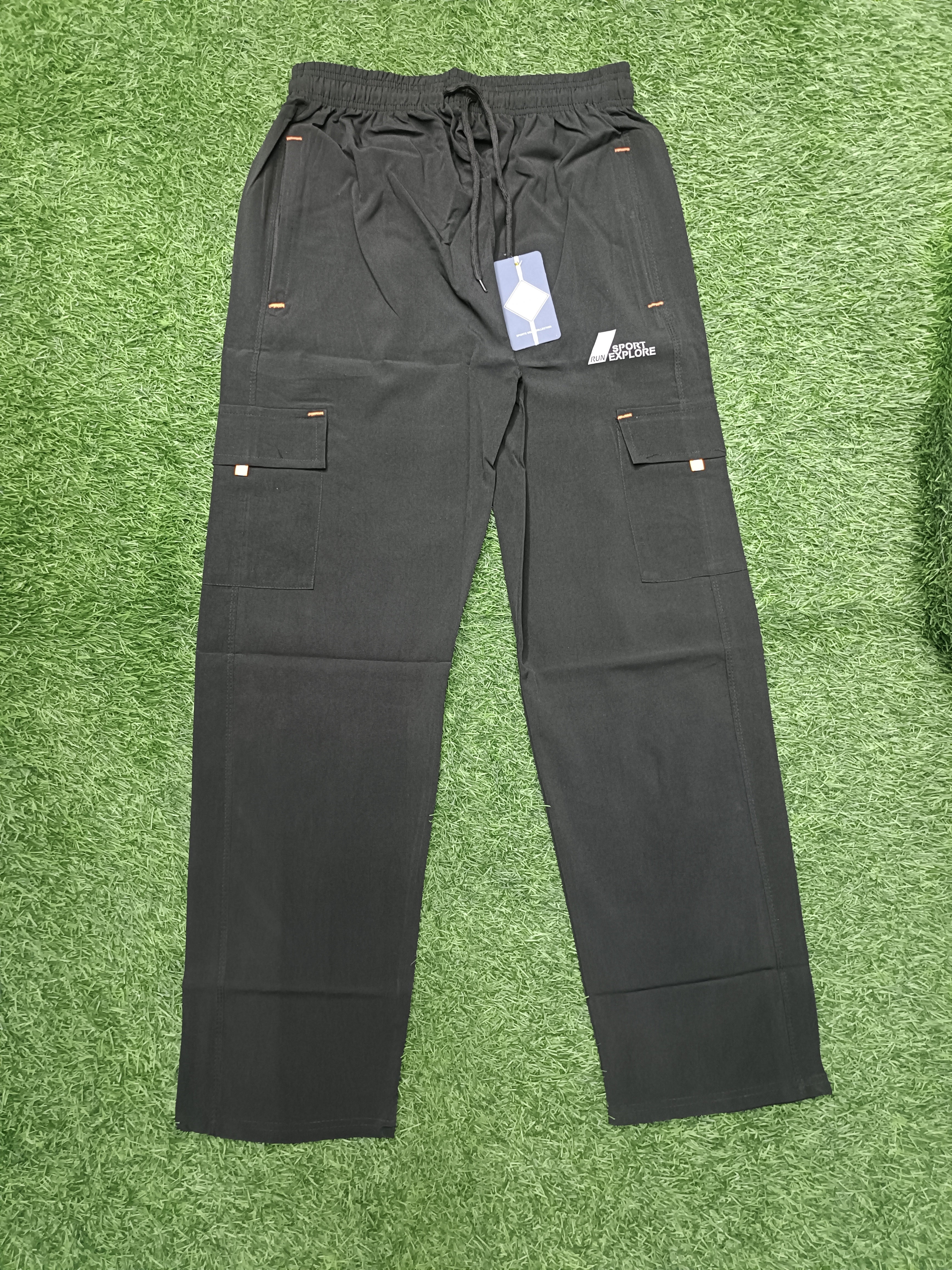 Men's BLACK Cargo Track Pant - 4 Pocket Sports Lower
