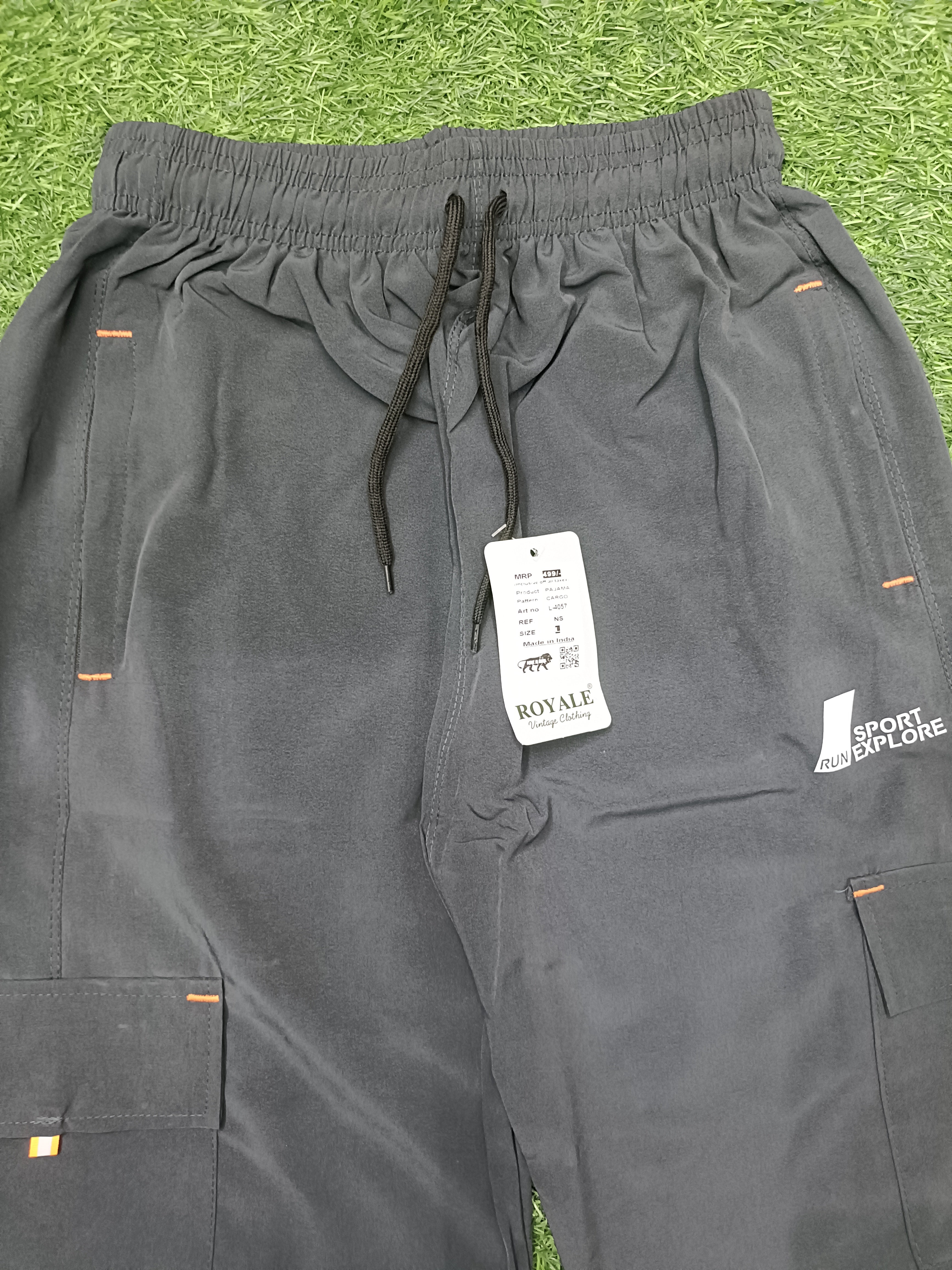 Men's Dark Charcoal Black Cargo Track Pant - 4 Pocket - Loose Fit