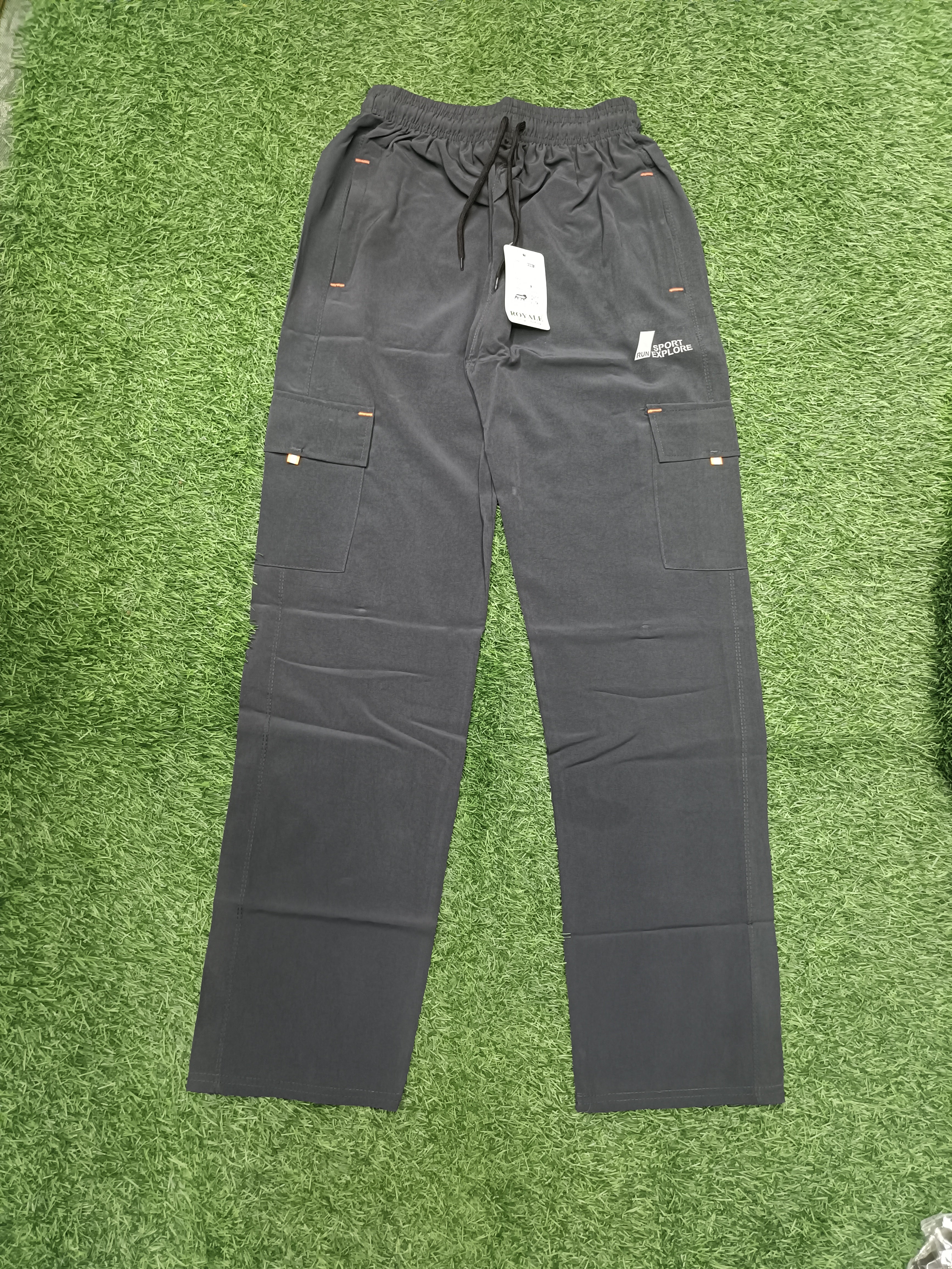 Men's Dark Charcoal Black Cargo Track Pant - 4 Pocket - Loose Fit