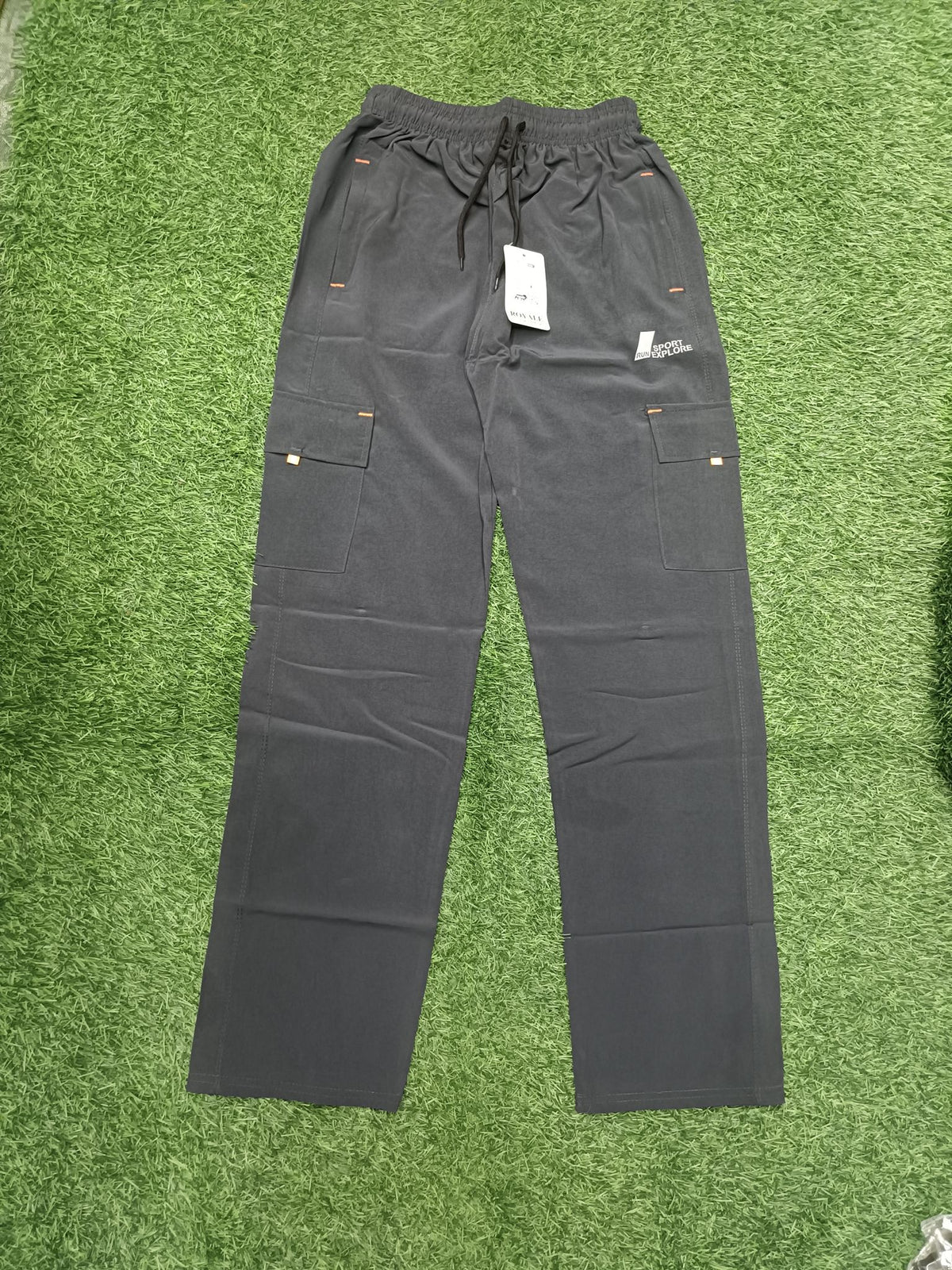 Men's Dark Charcoal Black Cargo Track Pant - 4 Pocket - Loose Fit