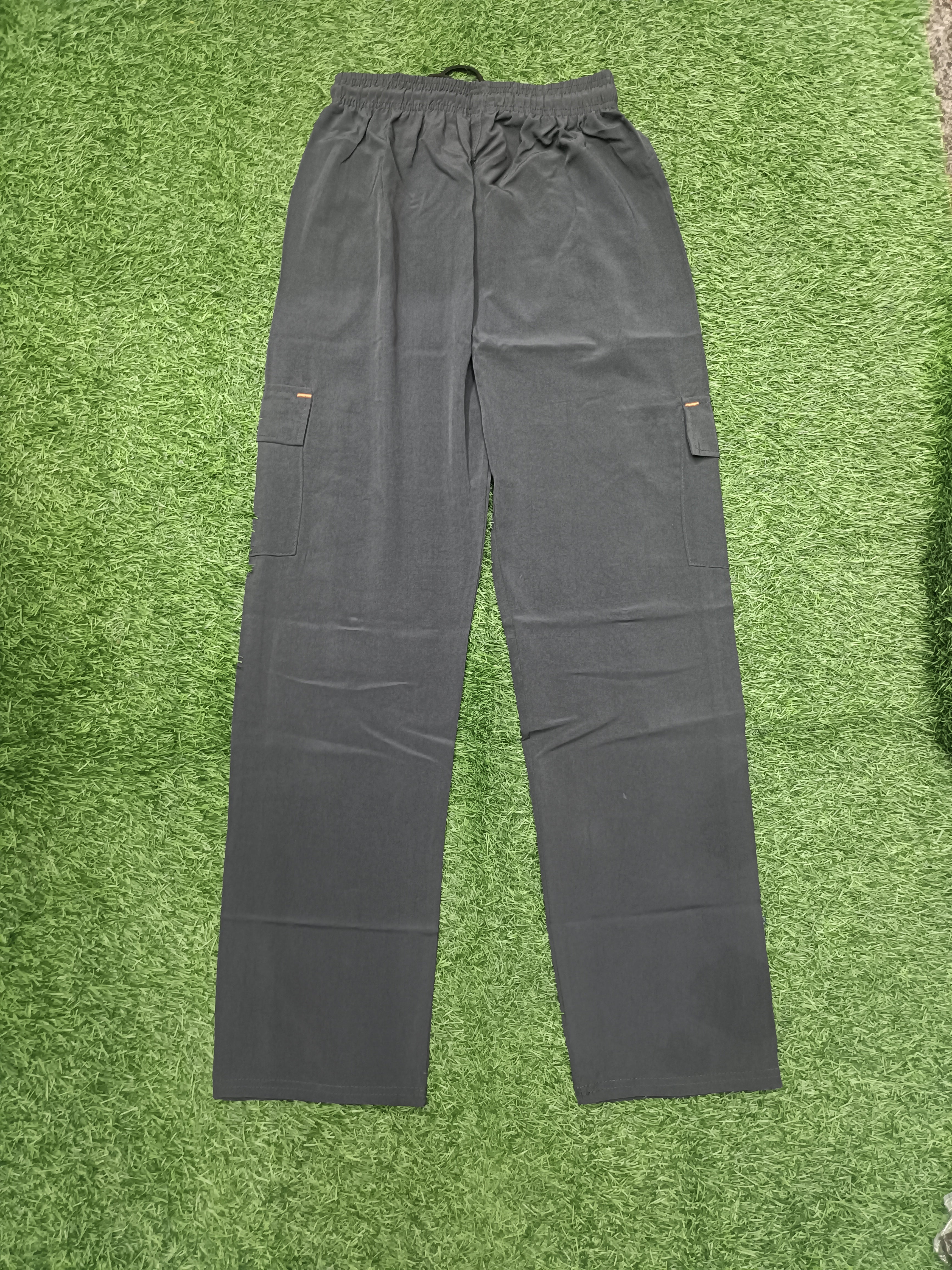 Men's Dark Charcoal Black Cargo Track Pant - 4 Pocket - Loose Fit