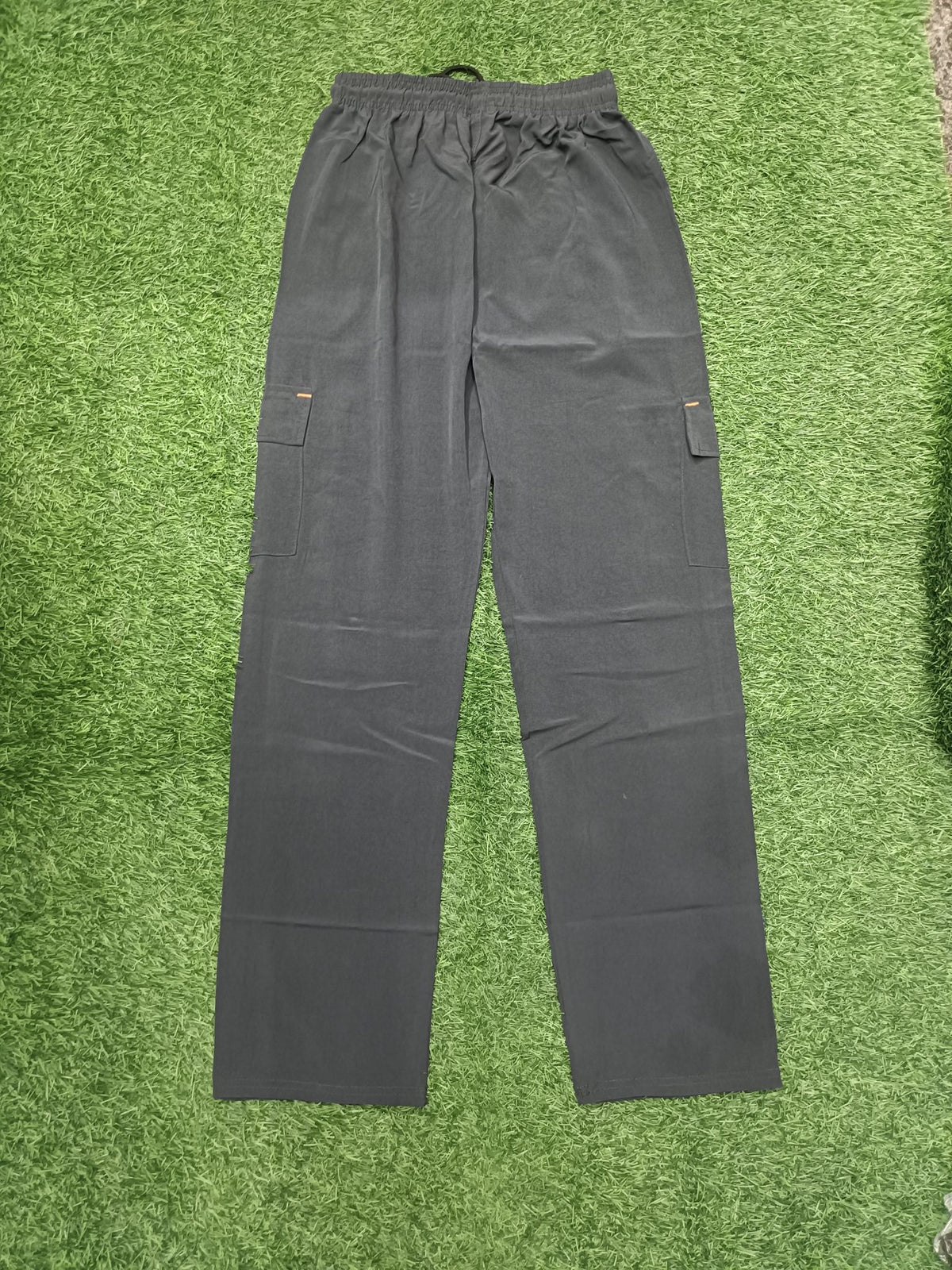 Men's Dark Charcoal Black Cargo Track Pant - 4 Pocket - Loose Fit