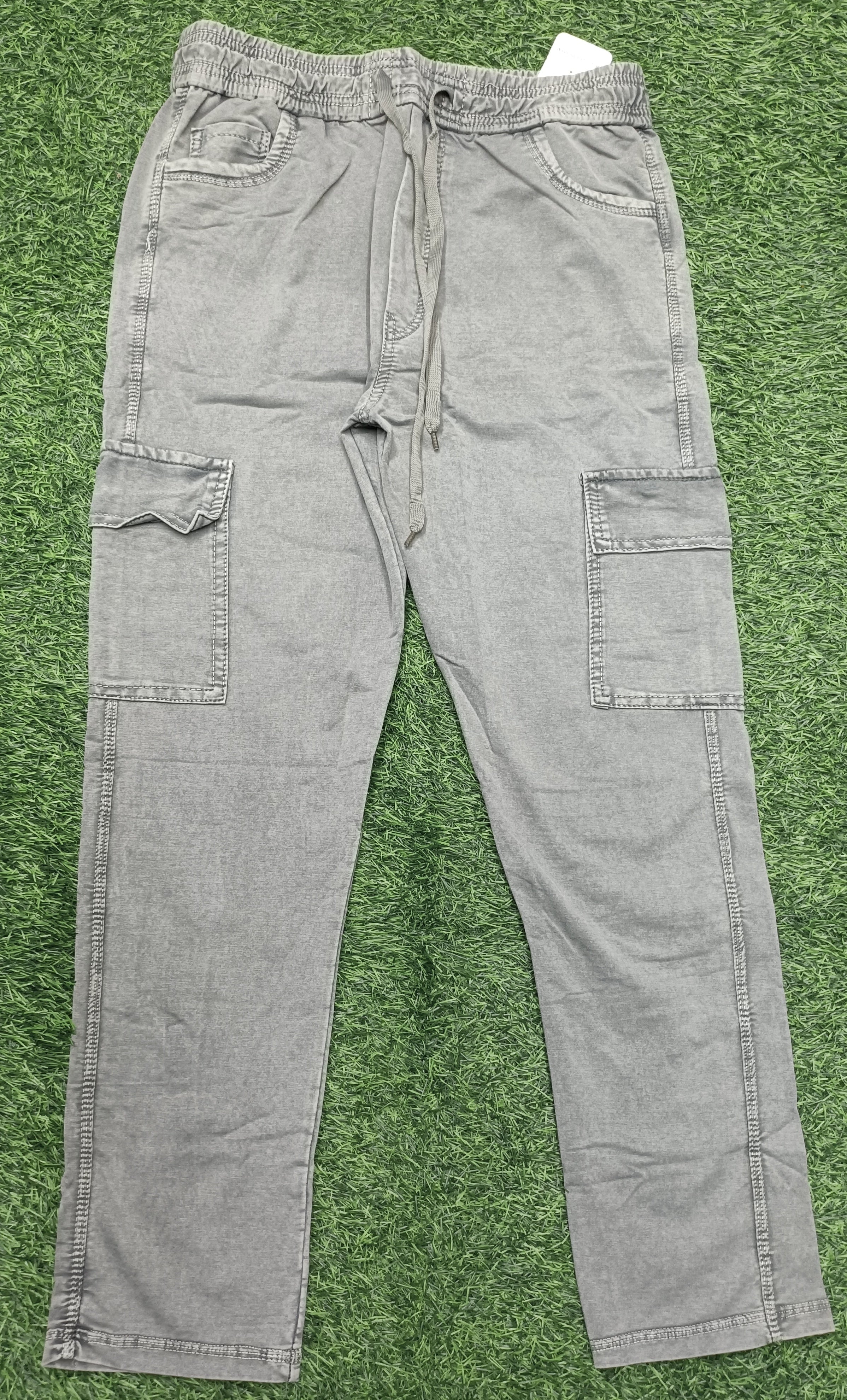 Men's Light Grey Cargo Type Track Pant, Drawstring Track Pant For Men