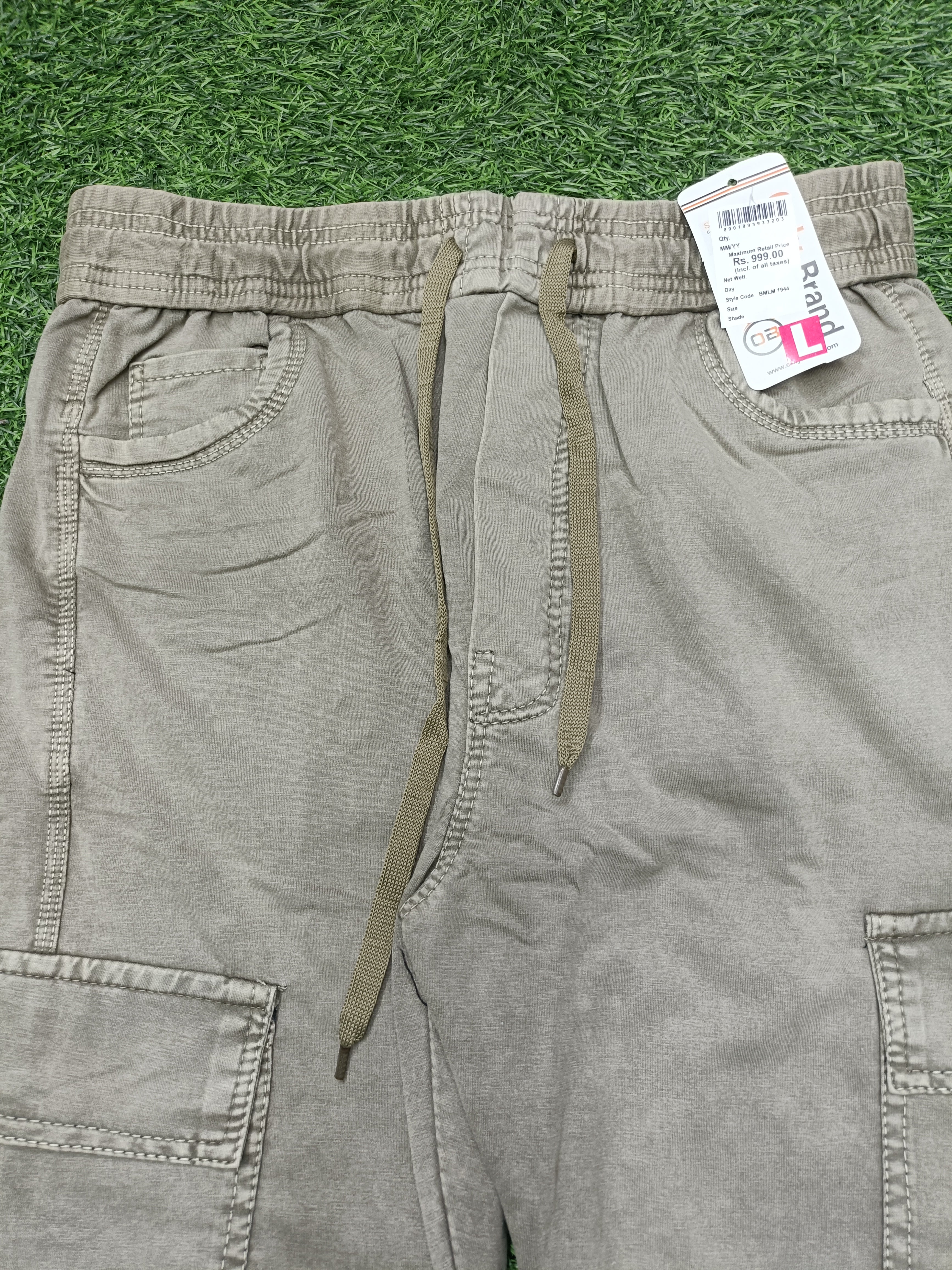 Men's Khaki Green Casual Cargo Track Pants