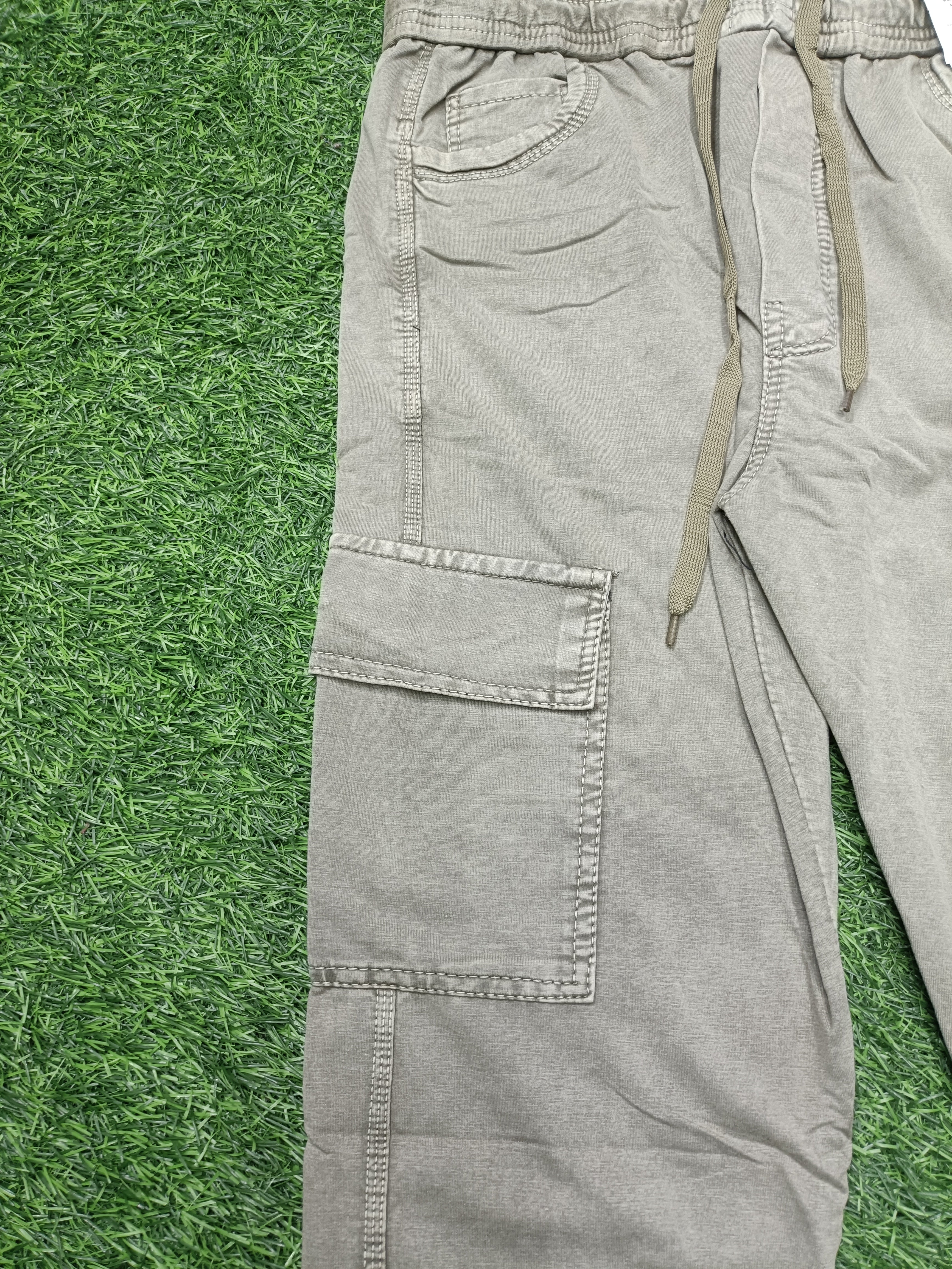 Men's Khaki Green Casual Cargo Track Pants
