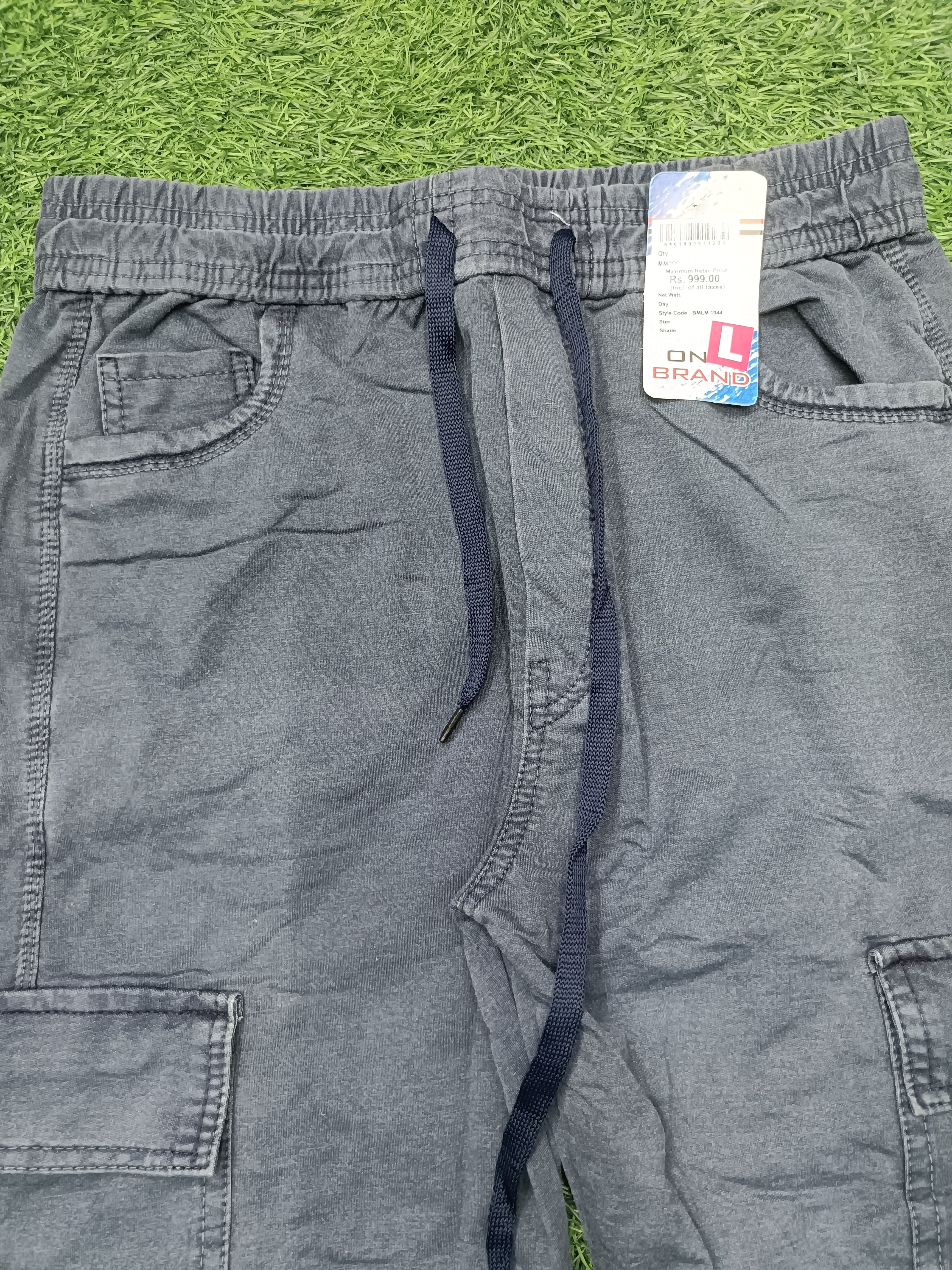 Men's Dark Denim Blue Casual Cargo Track Pants