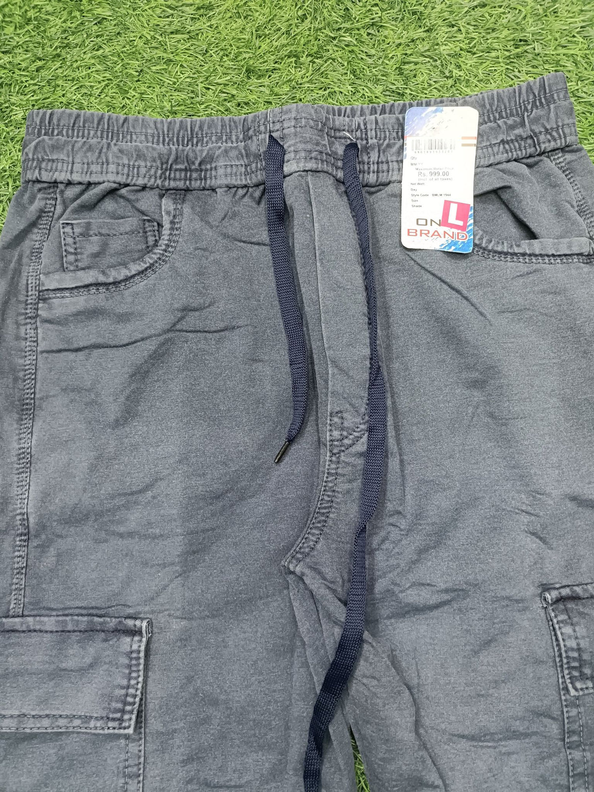 Men's Dark Denim Blue Casual Cargo Track Pants