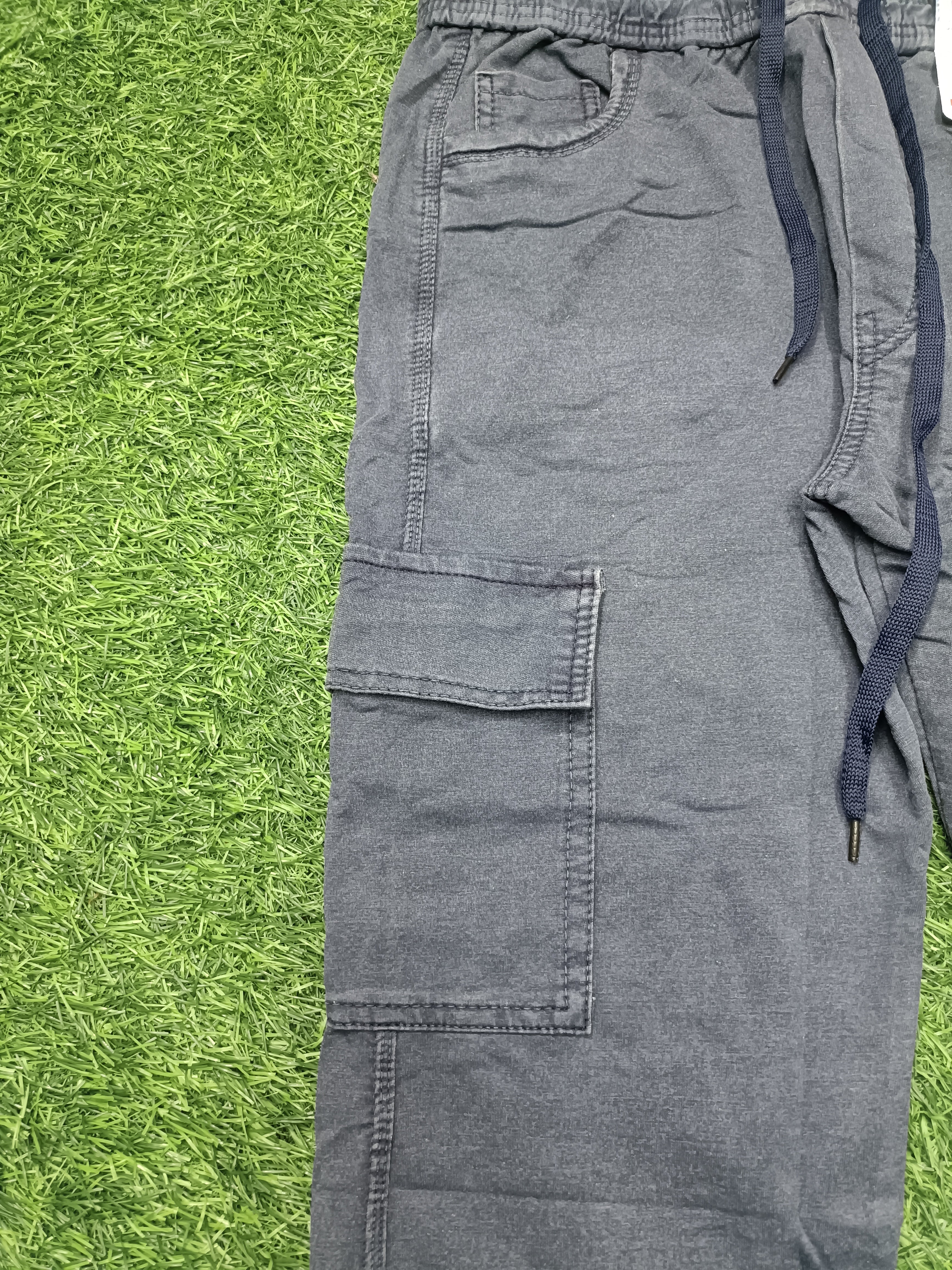 Men's Dark Denim Blue Casual Cargo Track Pants