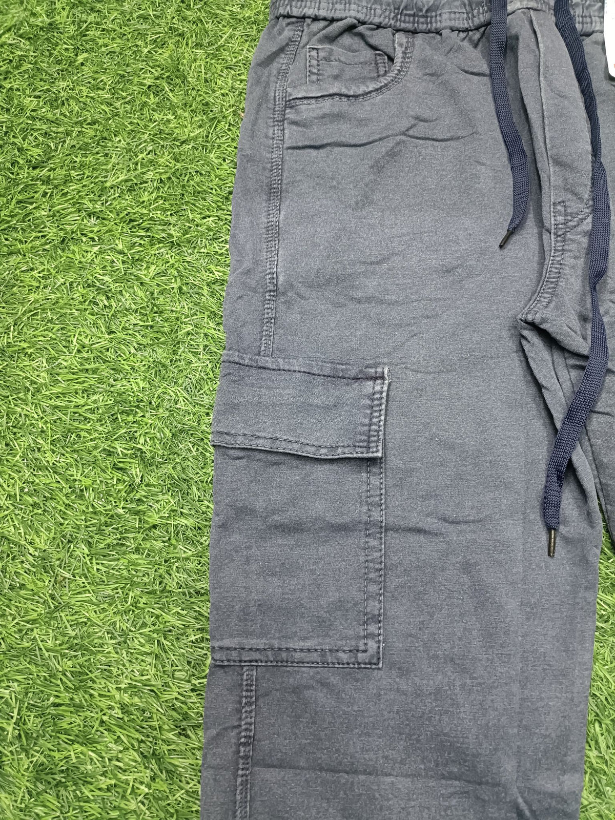 Men's Dark Denim Blue Casual Cargo Track Pants