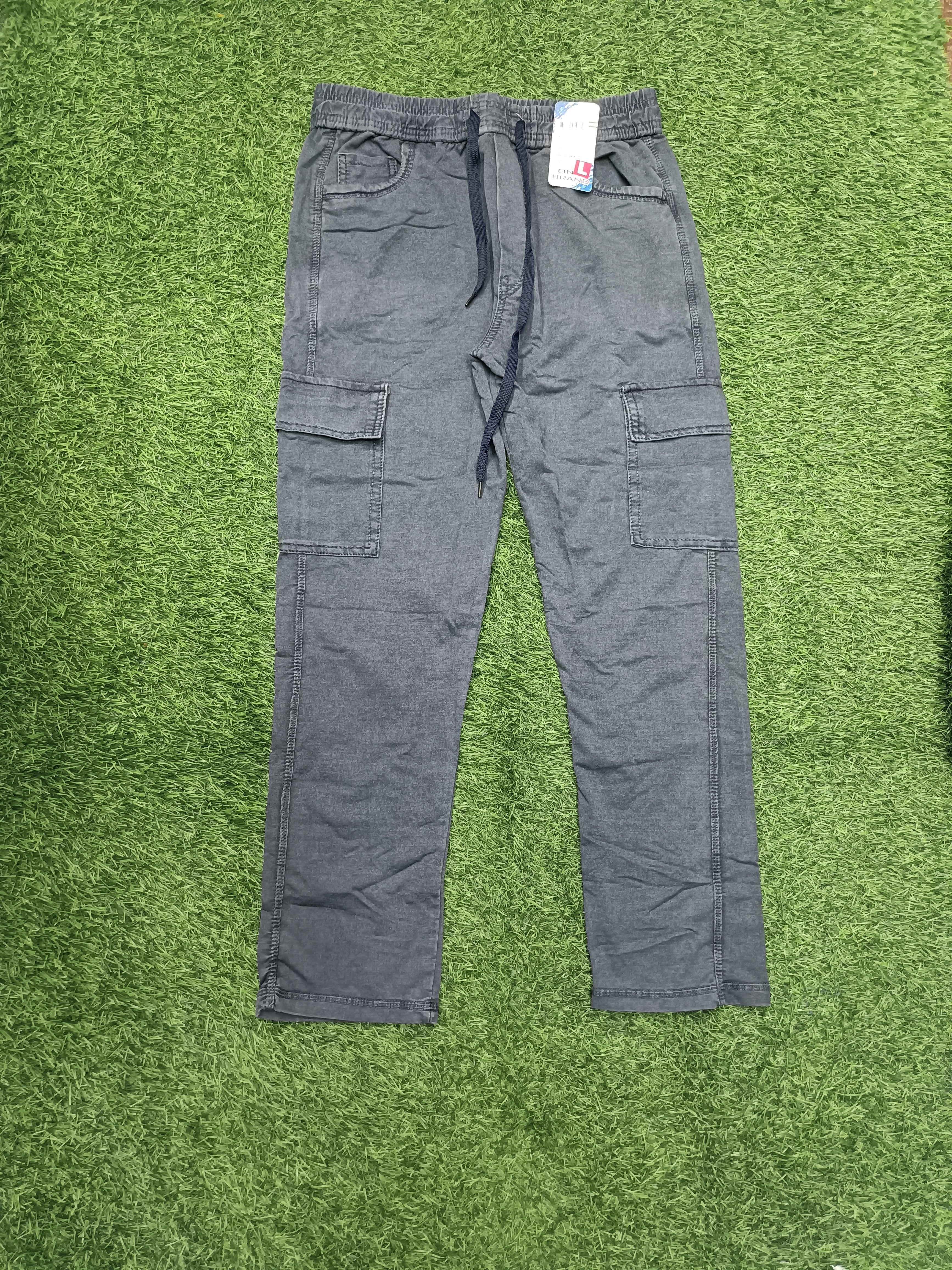 Men's Dark Denim Blue Casual Cargo Track Pants