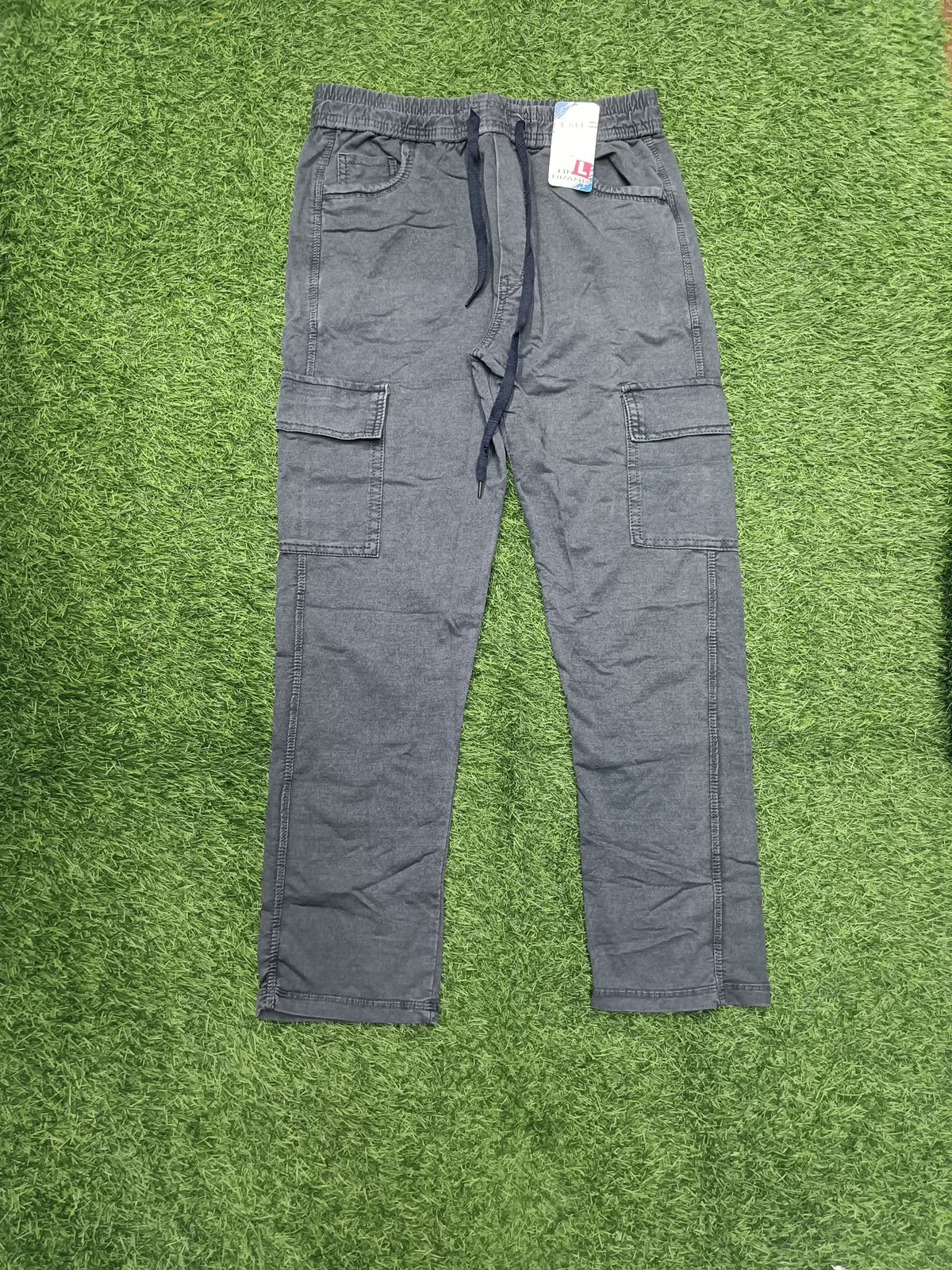 Men's Dark Denim Blue Casual Cargo Track Pants