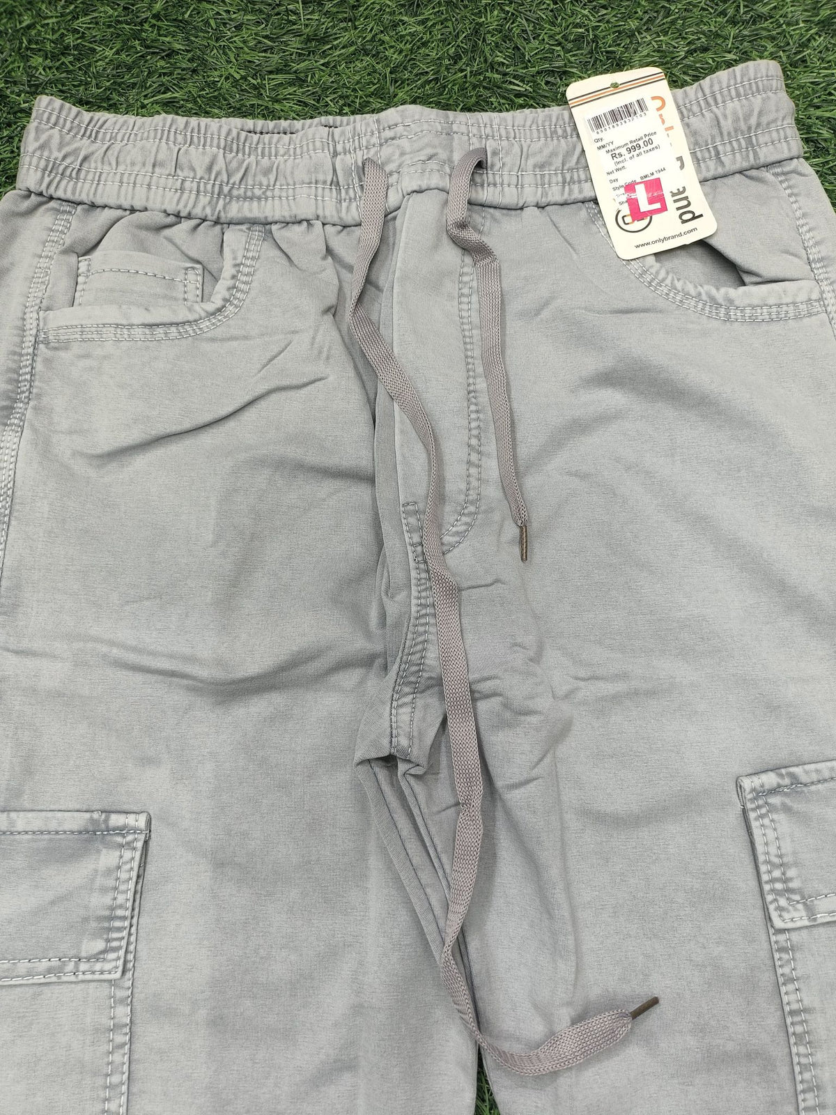 Men's Light Grey Casual Cargo Track Pants