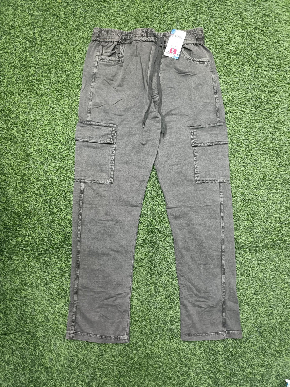 Men's Charcoal Grey Sporty Cargo Track Pants with Zipper Pockets