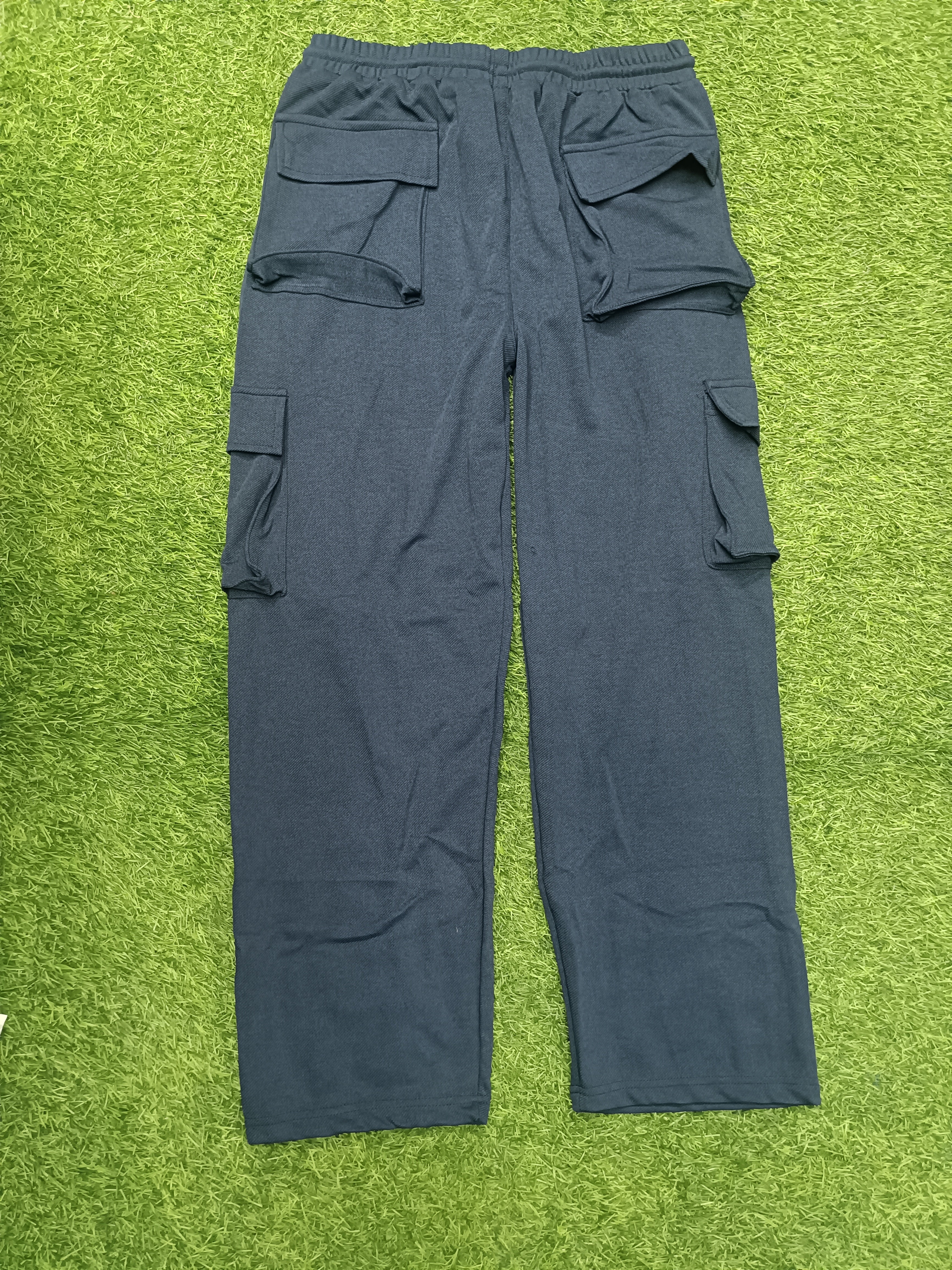 Men's Navy Blue Cargo Pant - 6 Pockets - Baggy Straight Fit - Elastic Waist with Drawstring - Casual StreetweaR