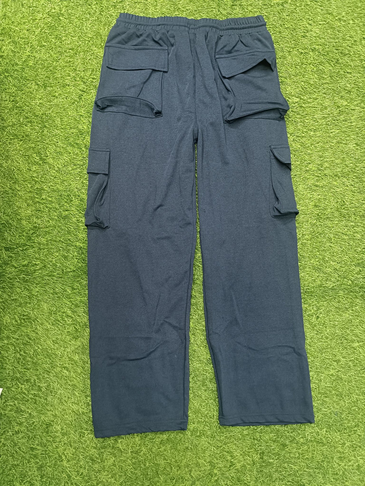 Men's Navy Blue Cargo Pant - 6 Pockets - Baggy Straight Fit - Elastic Waist with Drawstring - Casual StreetweaR