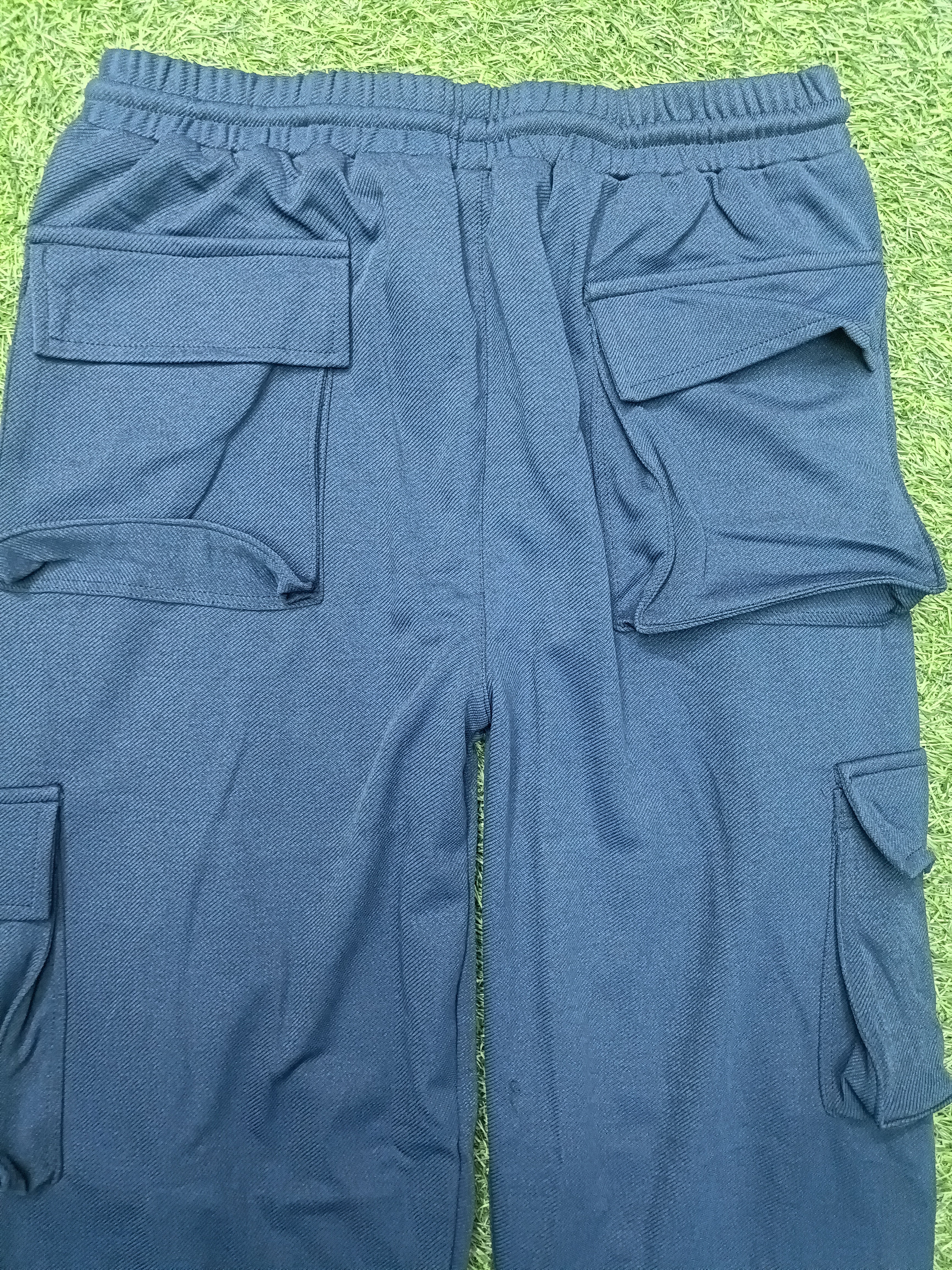 Men's Navy Blue Cargo Pant - 6 Pockets - Baggy Straight Fit - Elastic Waist with Drawstring - Casual StreetweaR