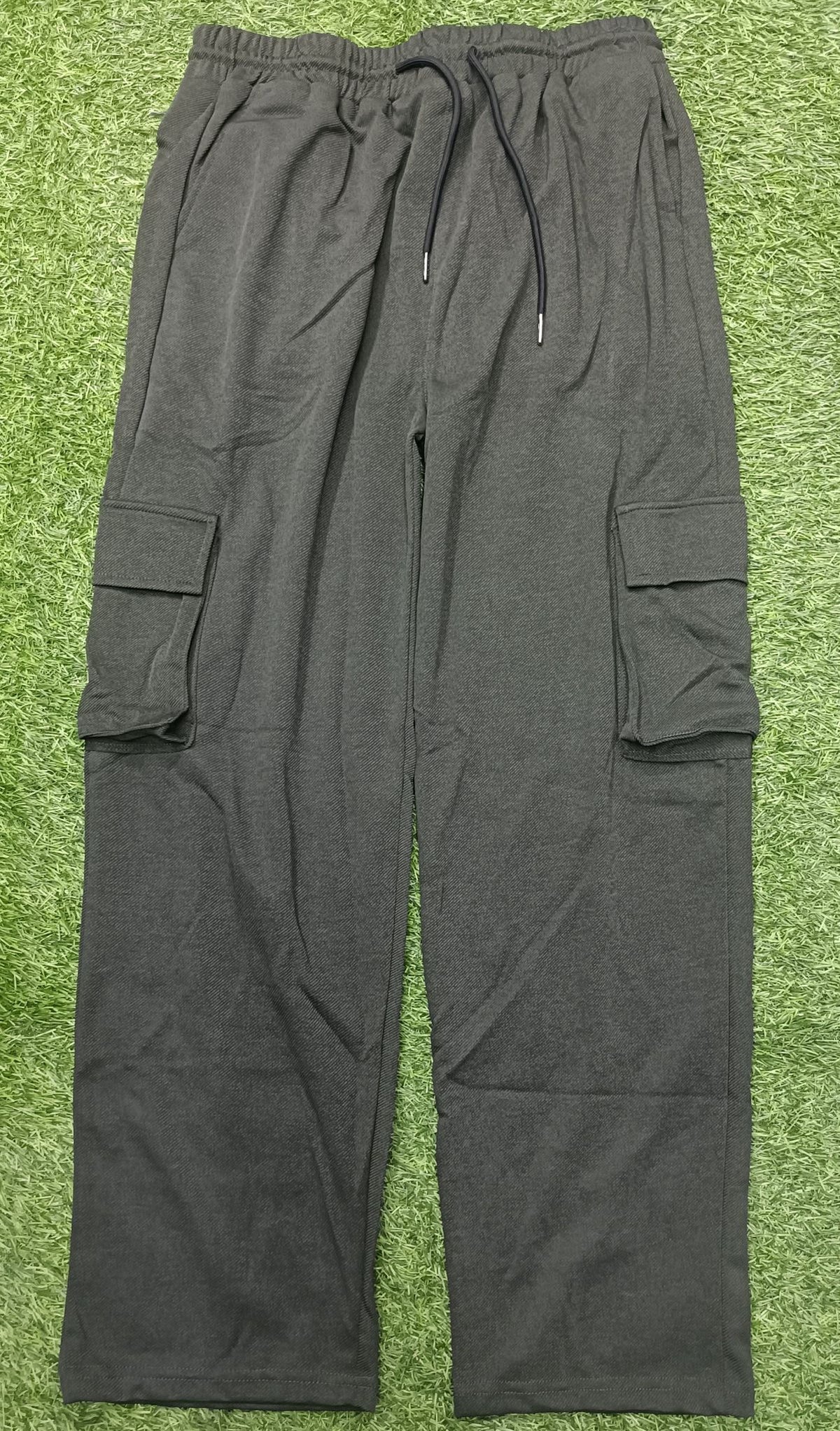 Men's Pachi Green Cargo Pant - 6 Pockets - Baggy Straight Fit - Elastic Waist with Drawstring - Casual Streetwear