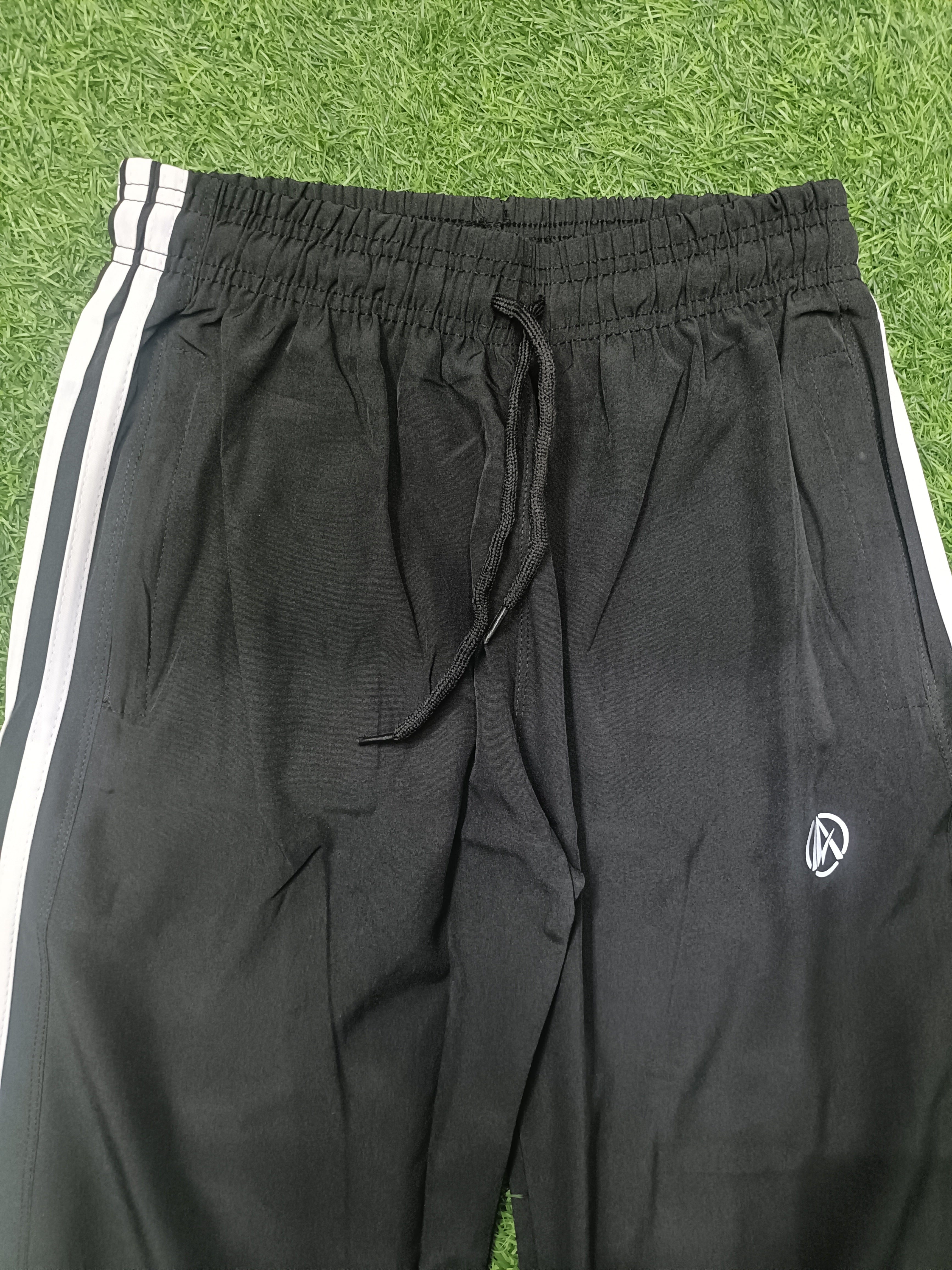 Men's BLACK Track Pant - Triple White Side StripeS