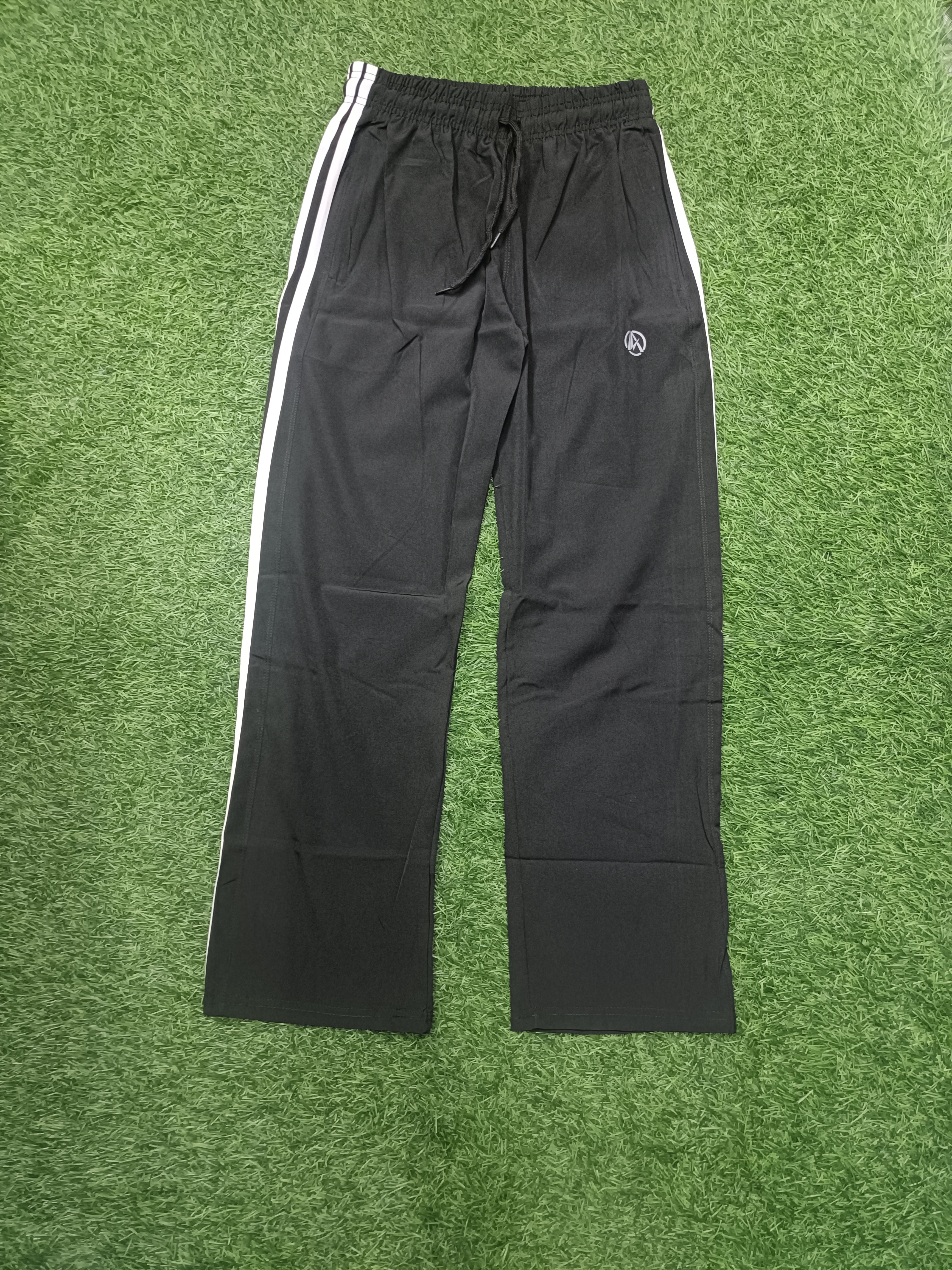 Men's BLACK Track Pant - Triple White Side StripeS