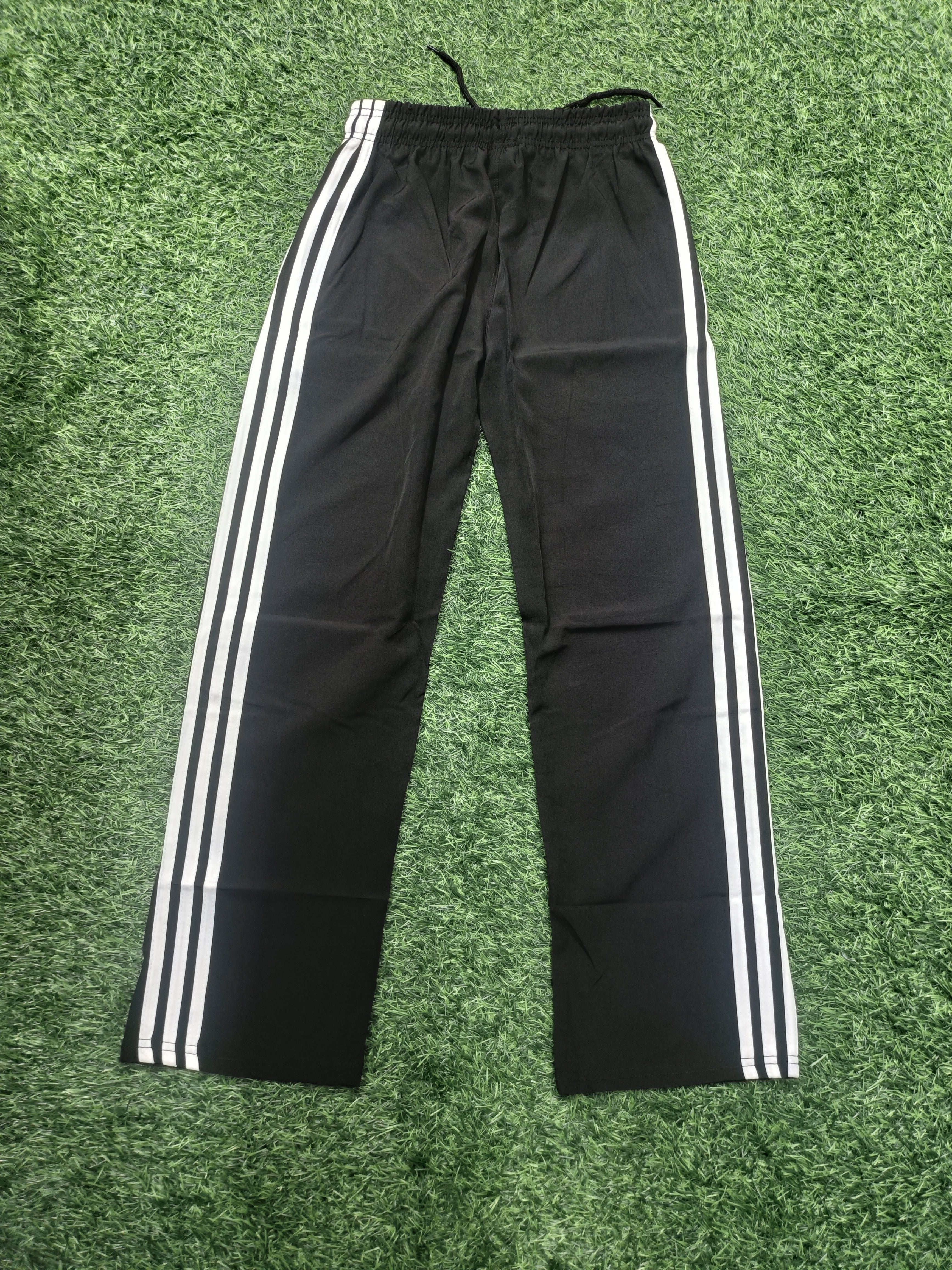 Men's BLACK Track Pant - Triple White Side StripeS