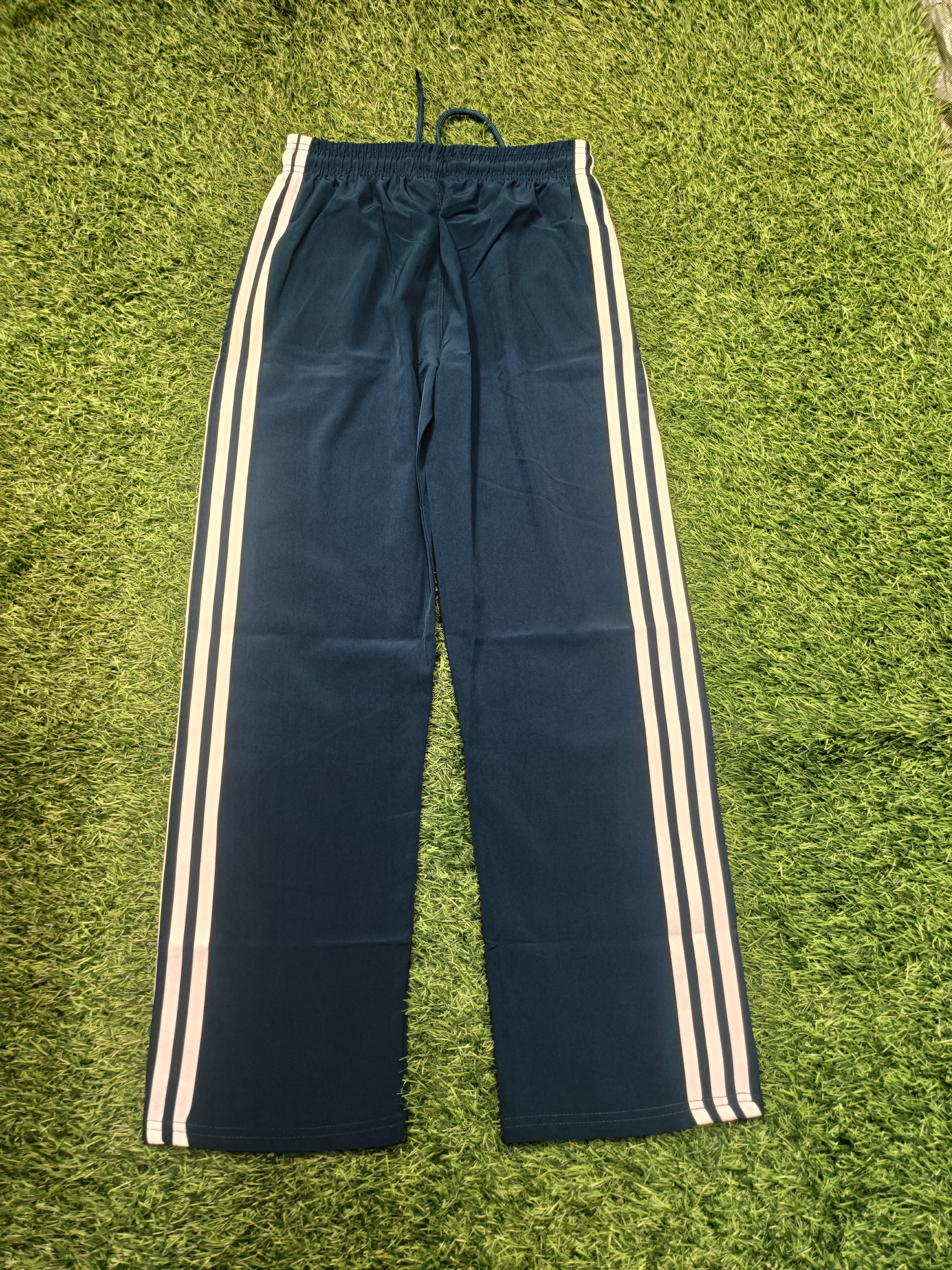 Men's Teal Blue Track Pant - White Side Stripe - 2 Zipper Pockets