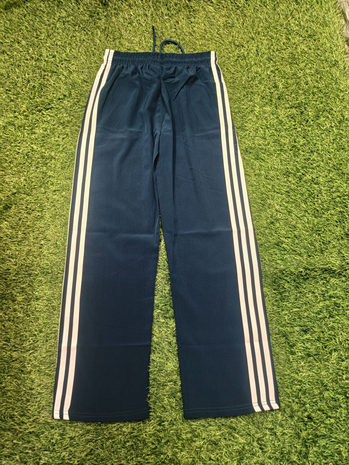 Men's Teal Blue Track Pant - White Side Stripe - 2 Zipper Pockets