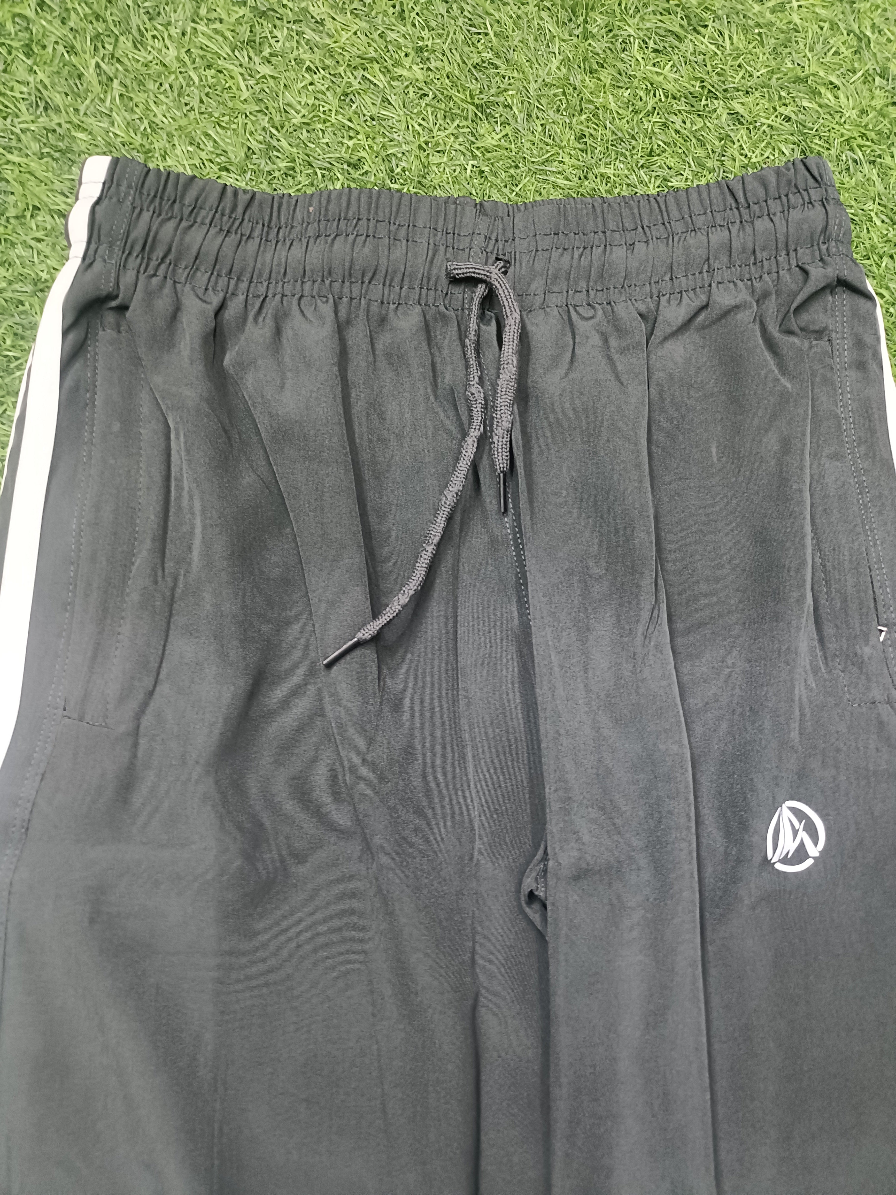 Men's Dark Grey Track Pant - Side Stripe - 2 Zipper Pockets