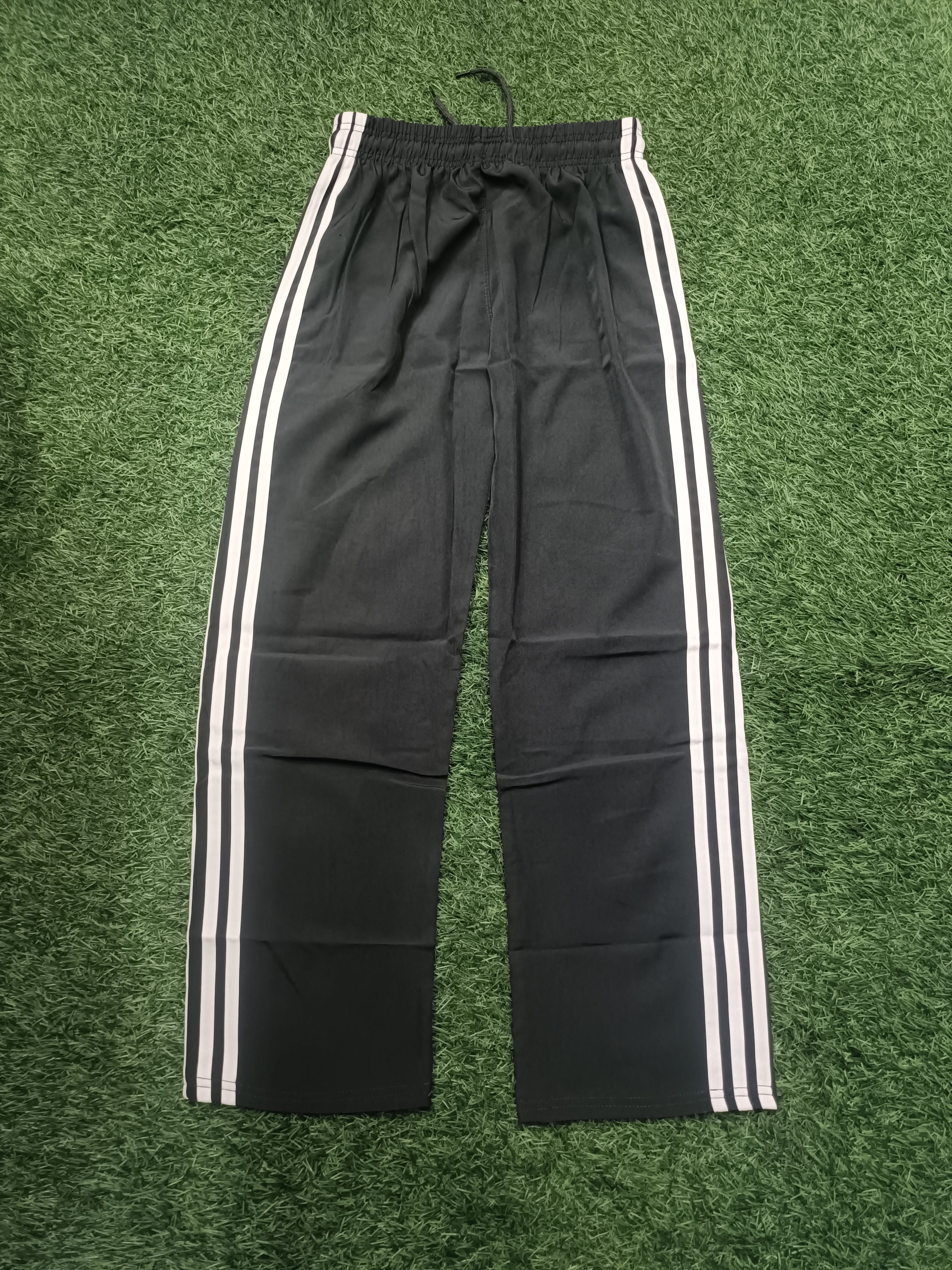 Men's Dark Grey Track Pant - Side Stripe - 2 Zipper Pockets