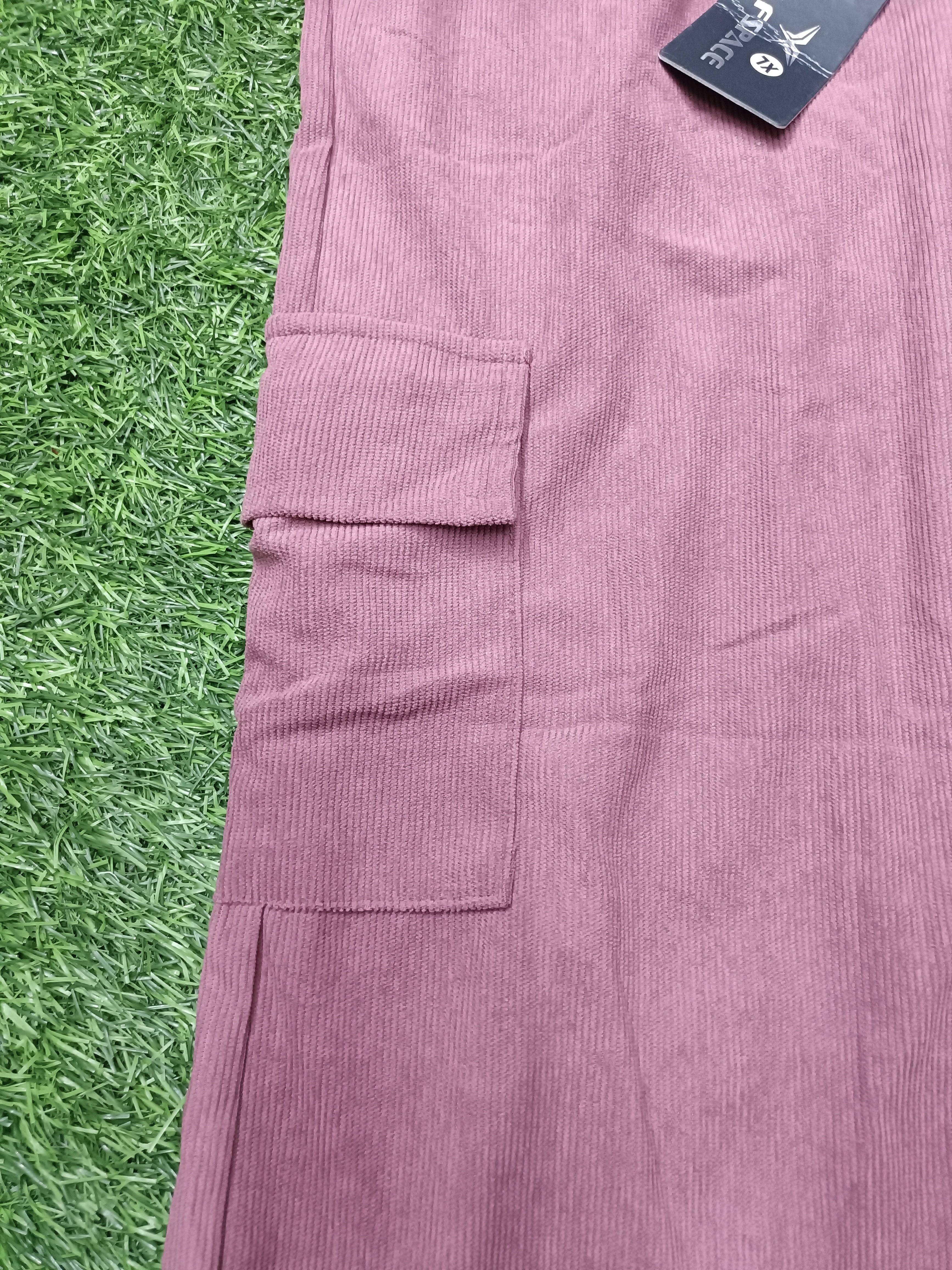 Men's Dusty Rose Sporty Cargo Track Pants with Zipper Pockets