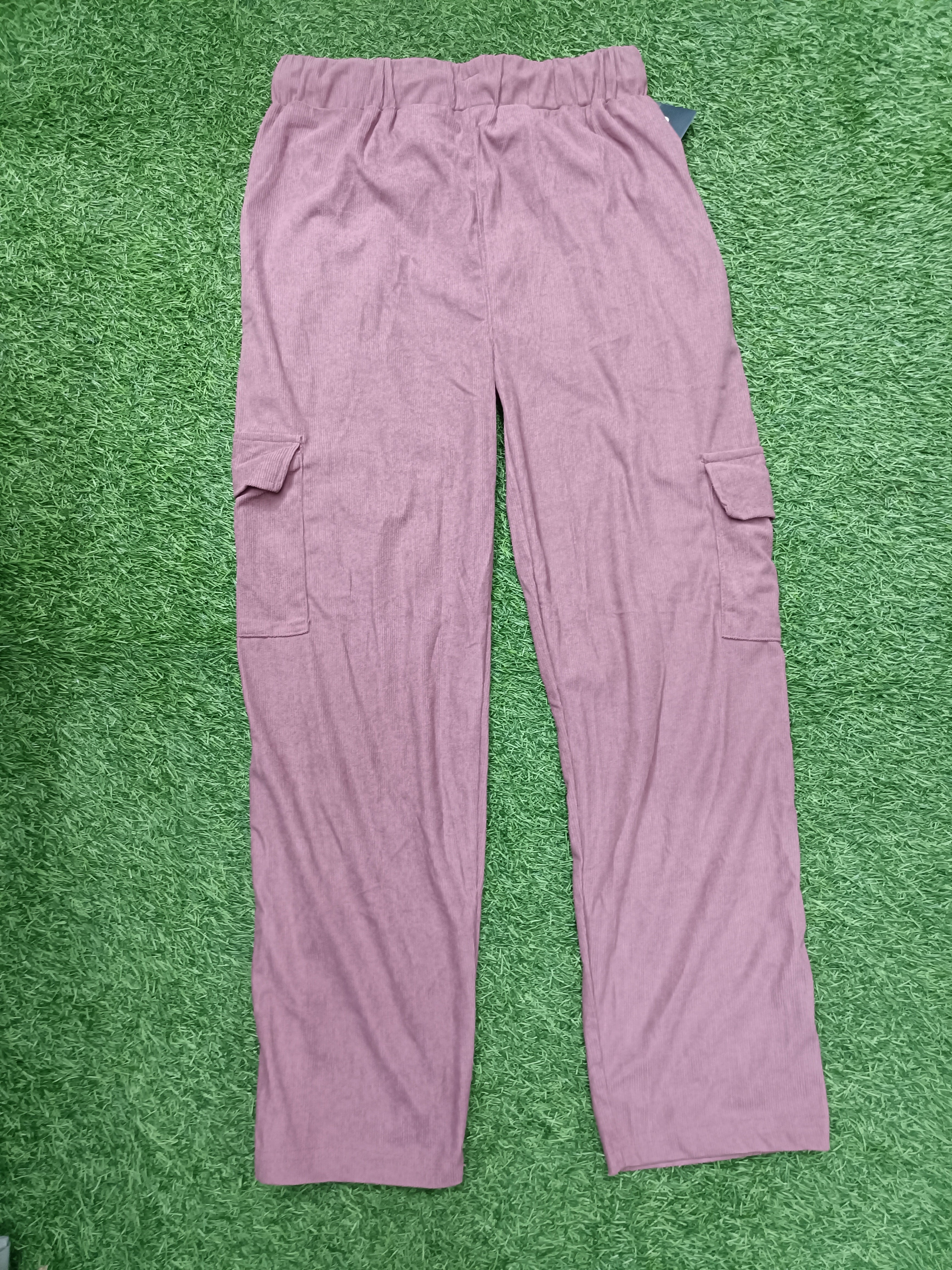 Men's Dusty Rose Sporty Cargo Track Pants with Zipper Pockets