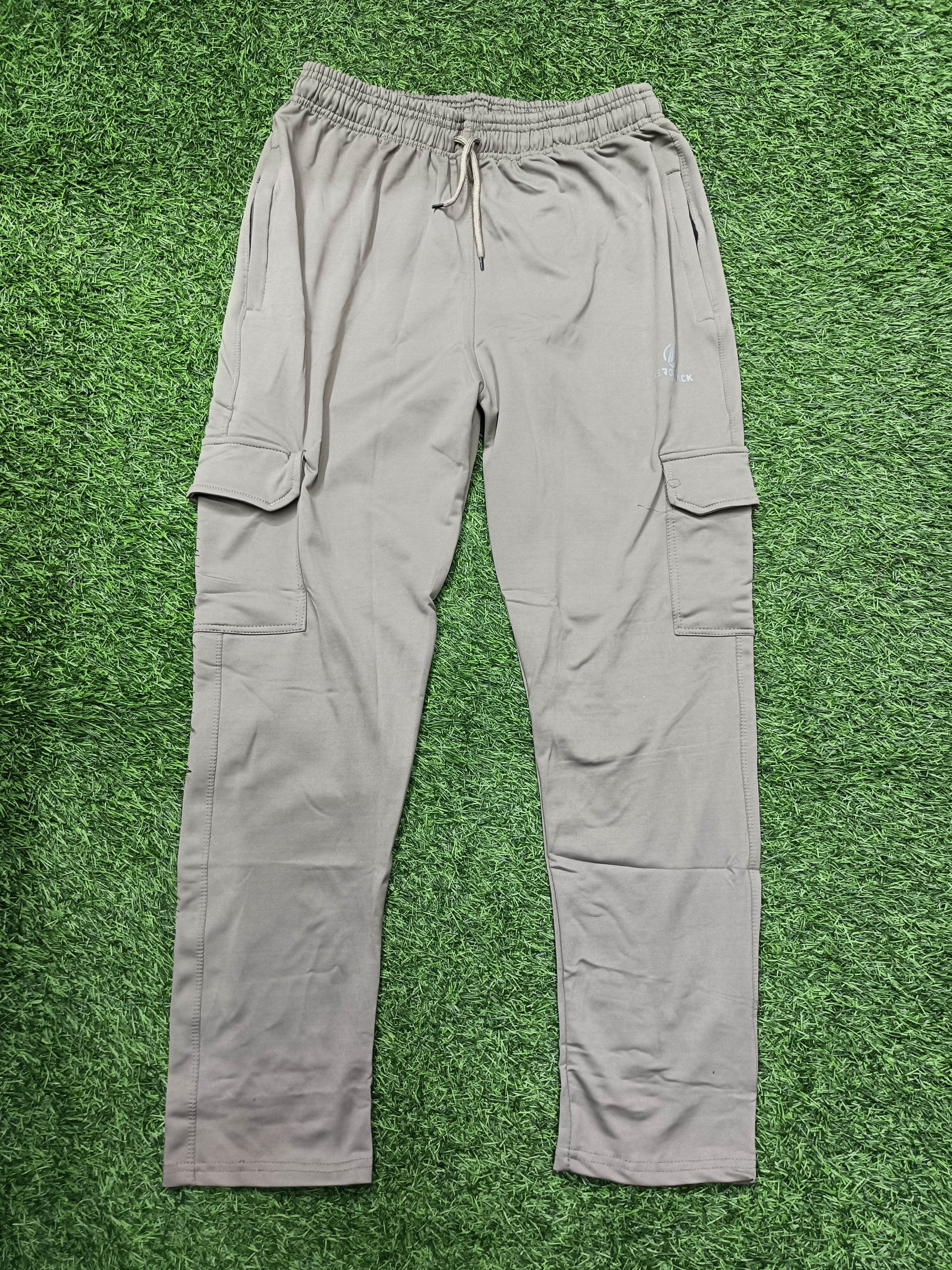 Aerotrack Men's Beige Cargo Track Pants with Zipper Pockets