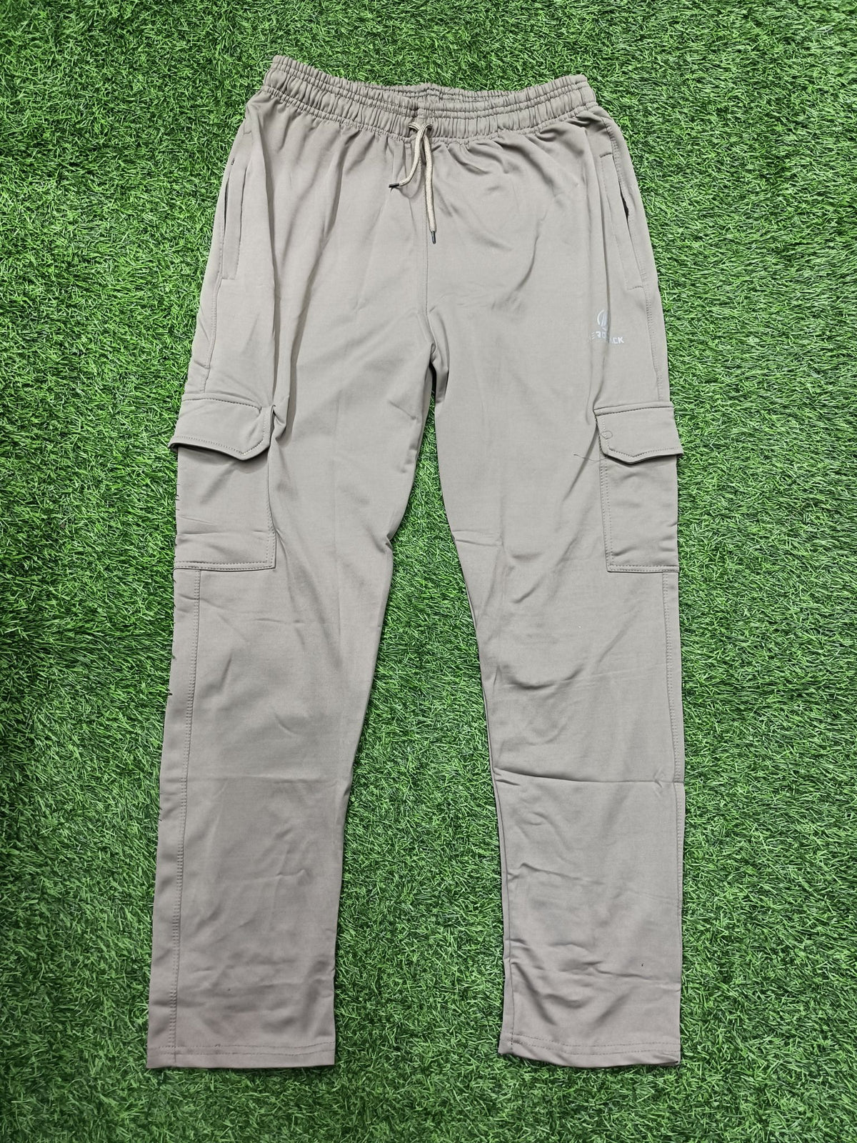 Aerotrack Men's Beige Cargo Track Pants with Zipper Pockets