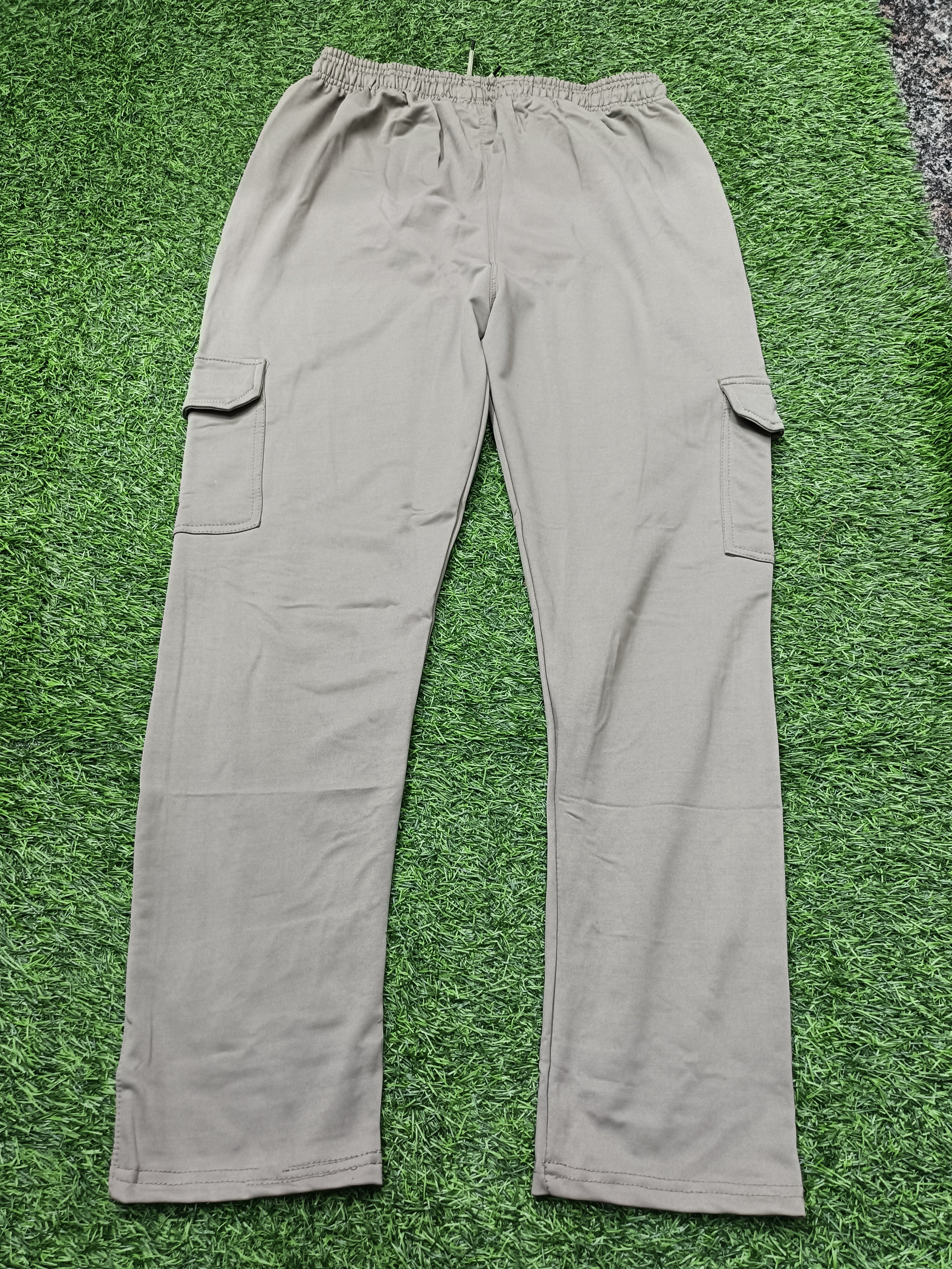 Aerotrack Men's Beige Cargo Track Pants with Zipper Pockets