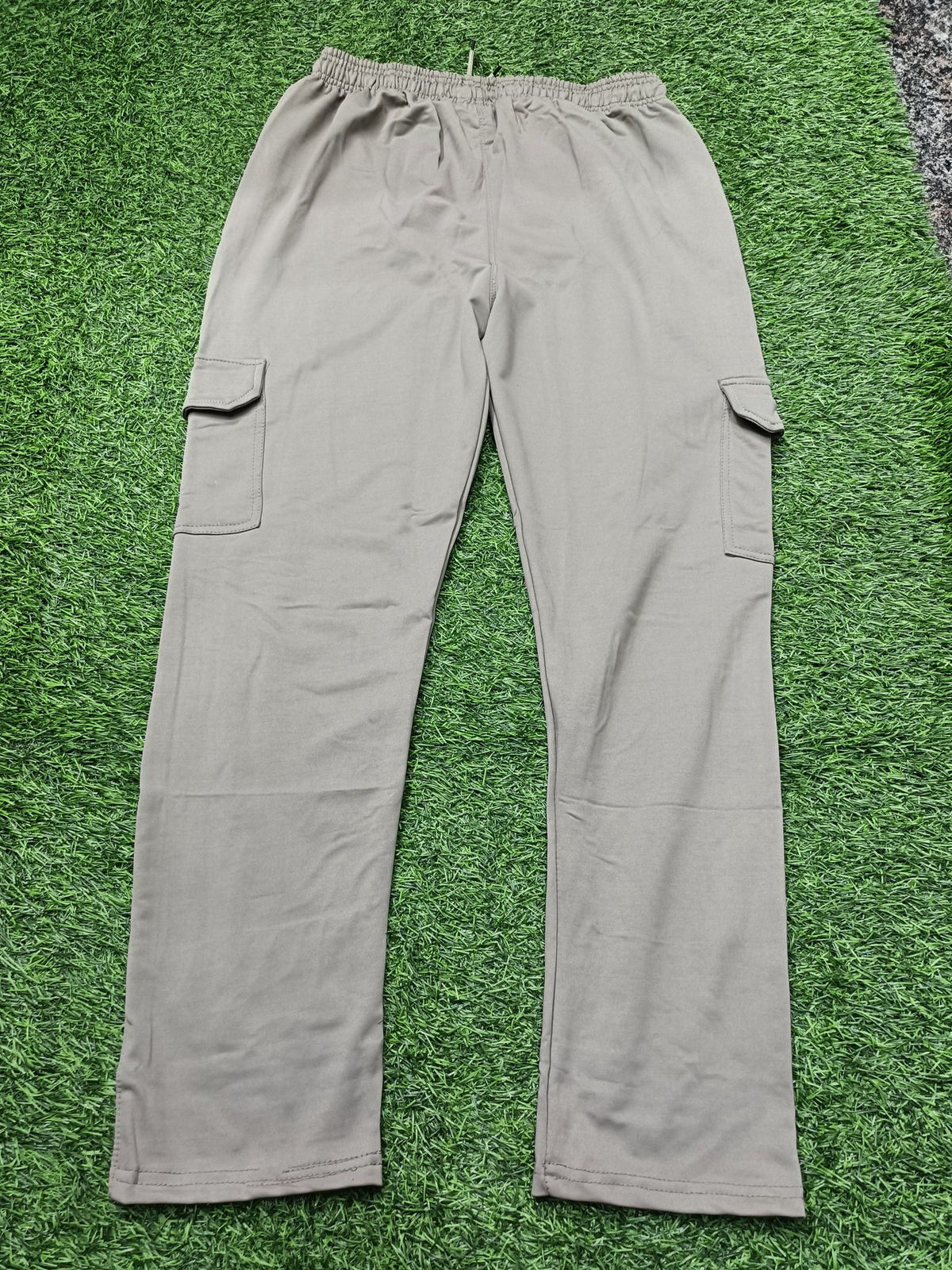 Aerotrack Men's Beige Cargo Track Pants with Zipper Pockets