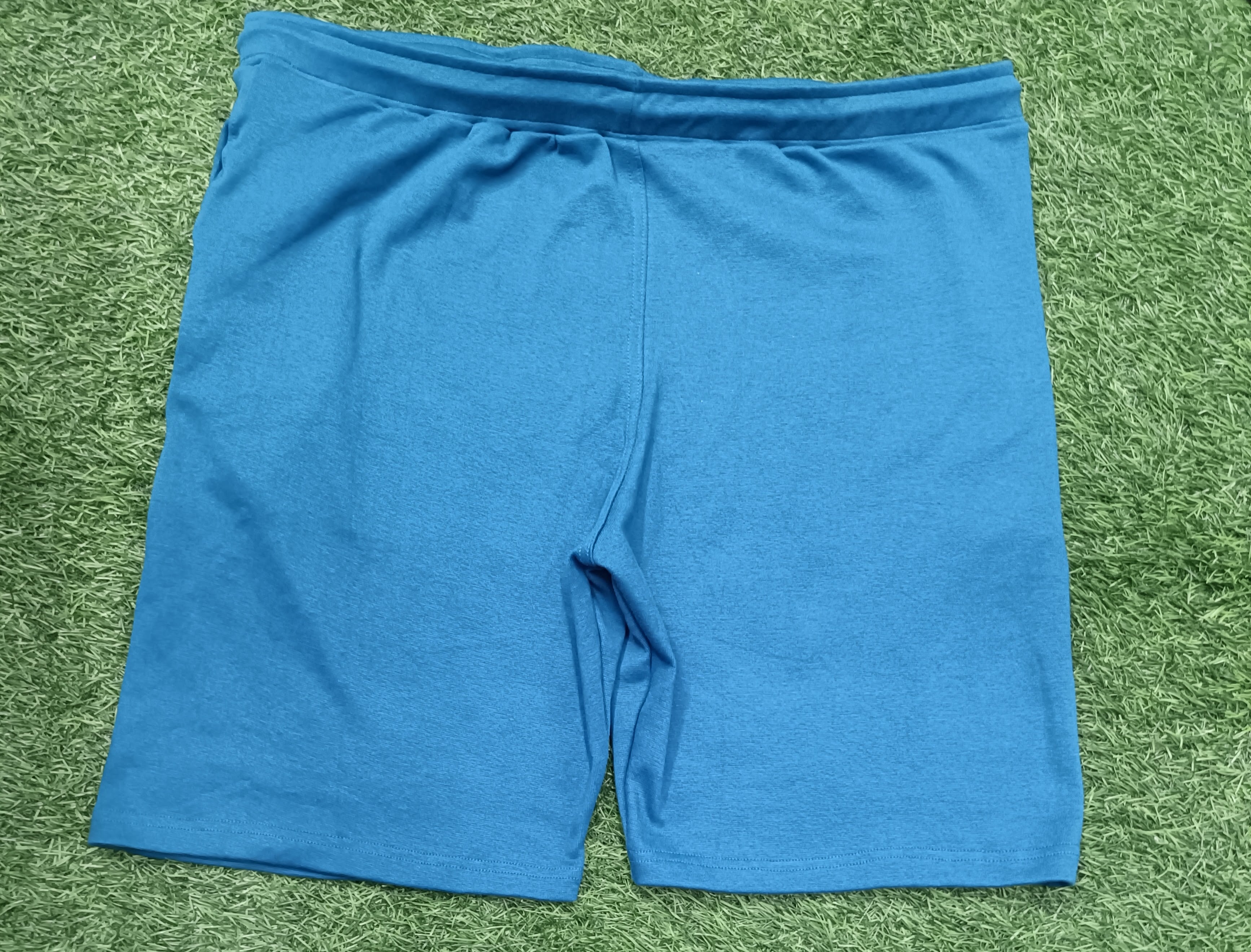 Men's Blue Knitted Comfort Shorts with Zipper Pockets and Adjustable Waist