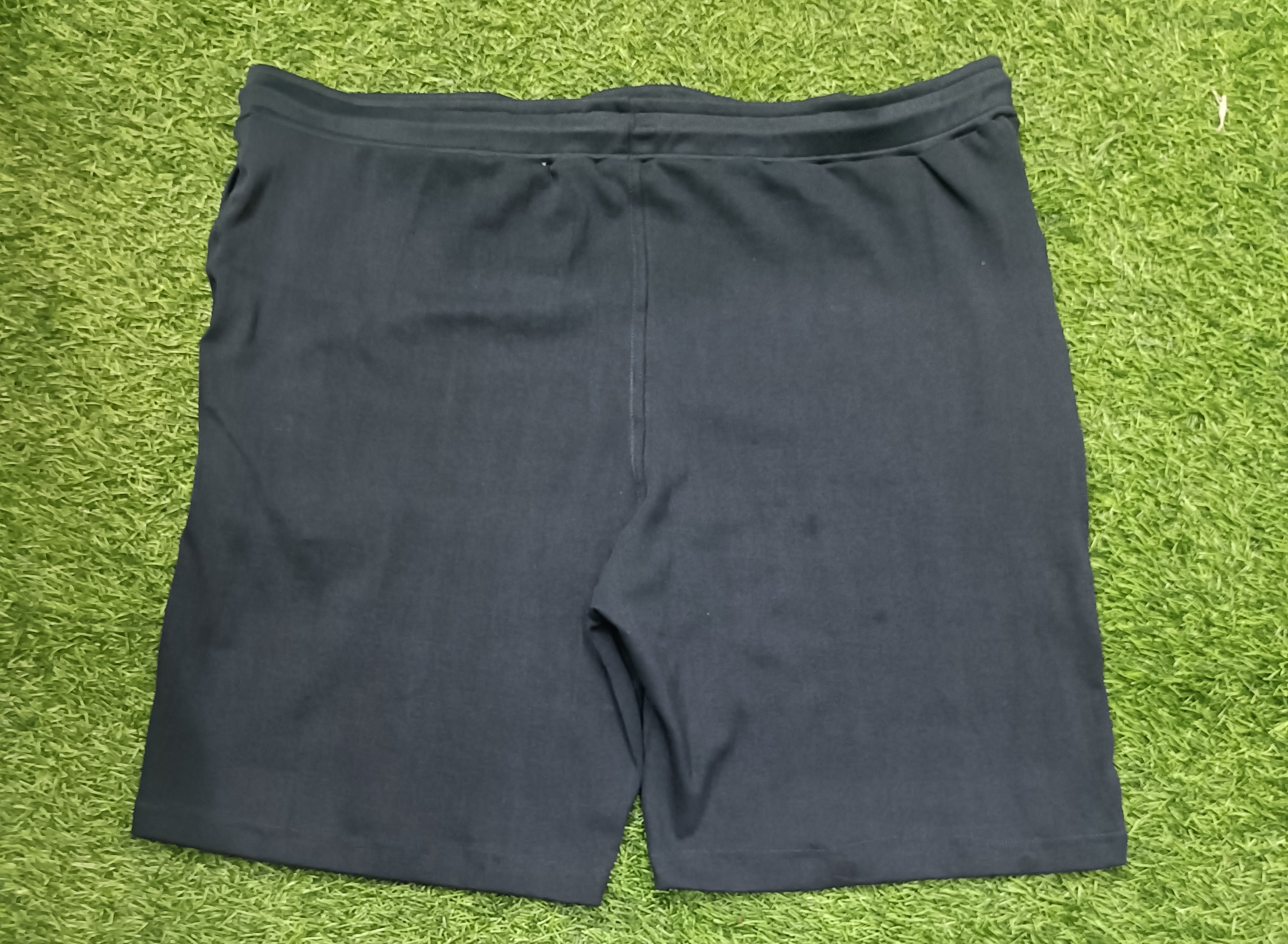 Men's Navy Blue Knitted Comfort Shorts with Zipper Pockets and Adjustable Waist